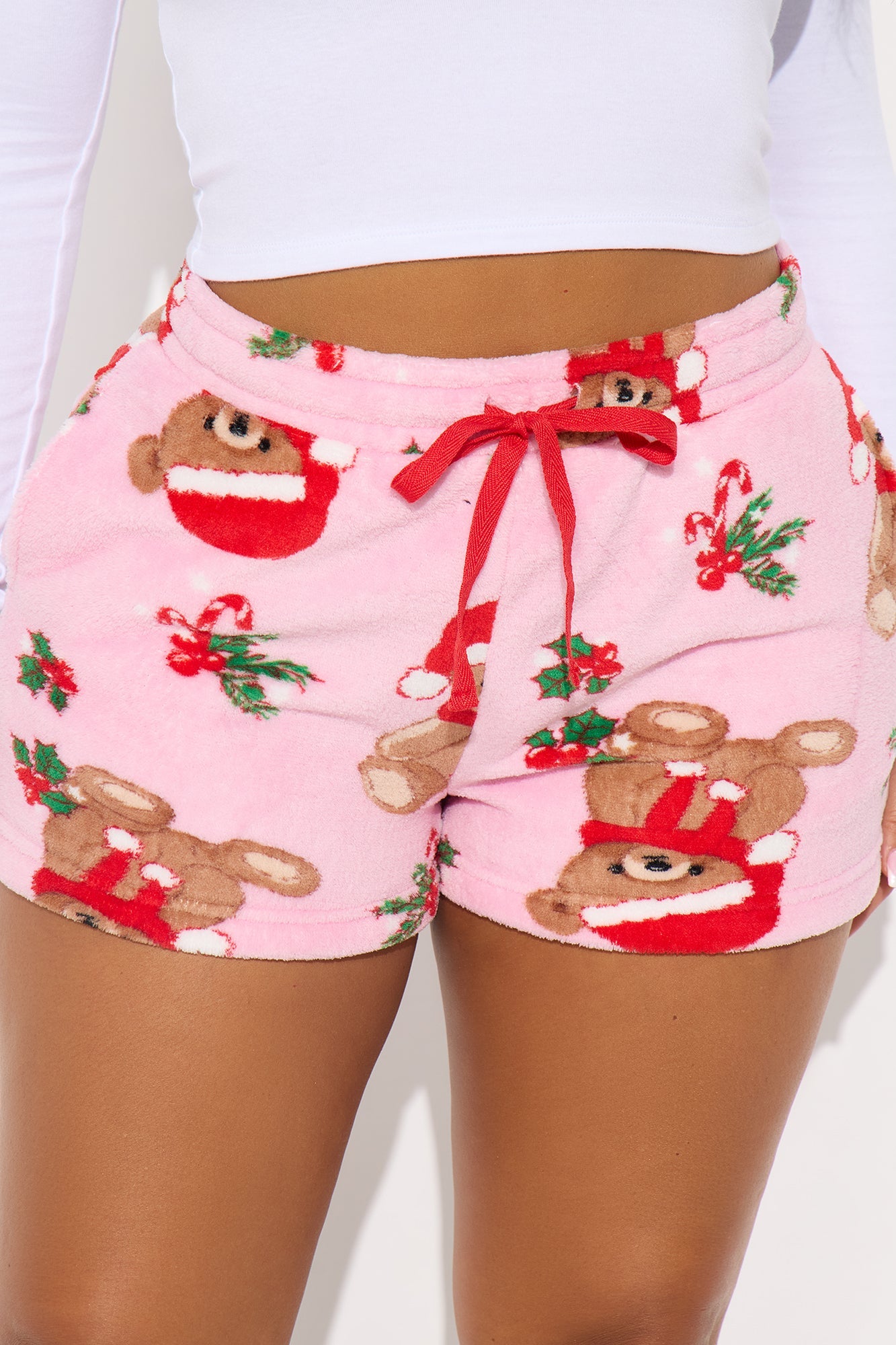 Teddy Bear Season Plush PJ Shorts - Pink