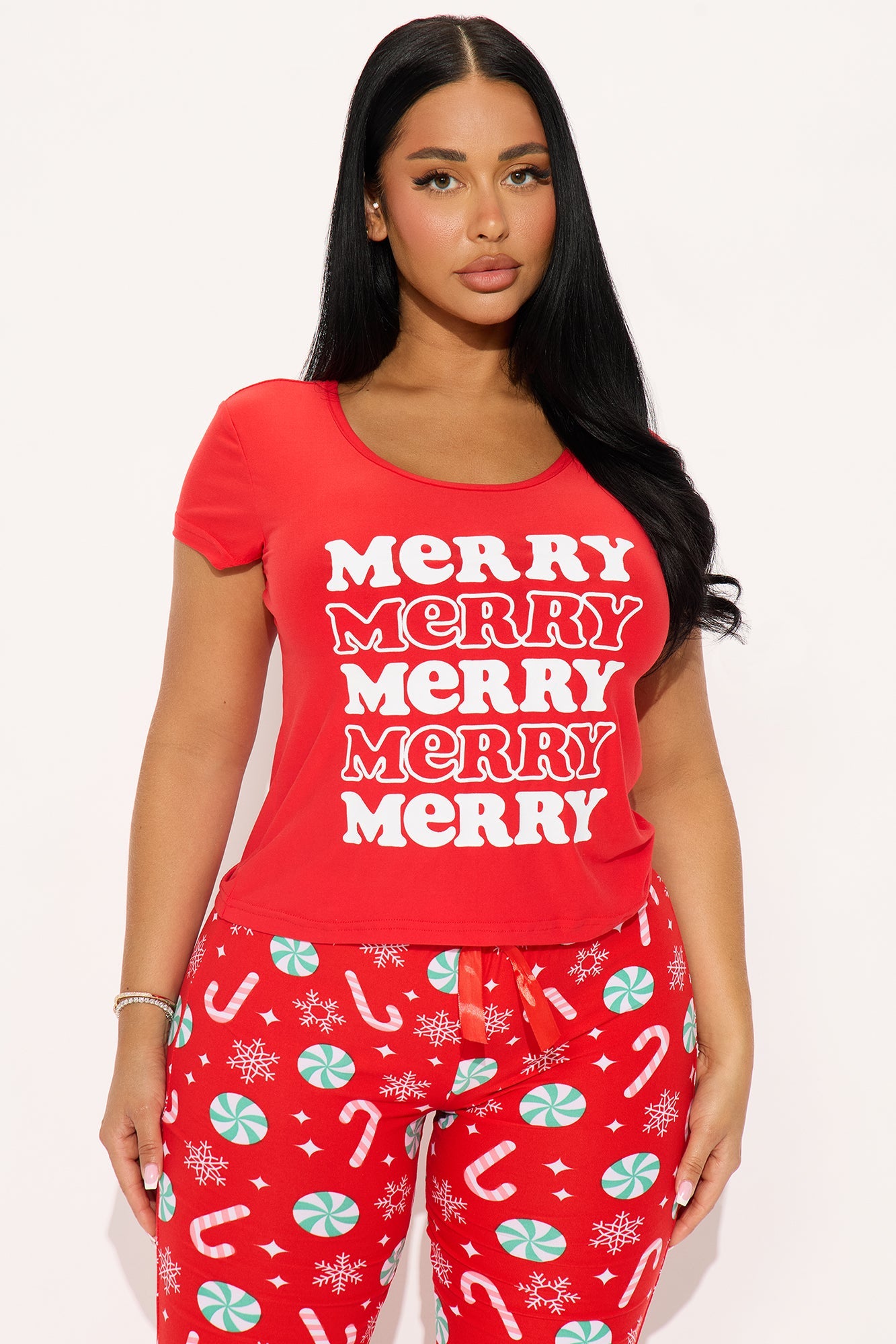 Merry Mood Short Sleeve PJ Pant Set - Red/combo