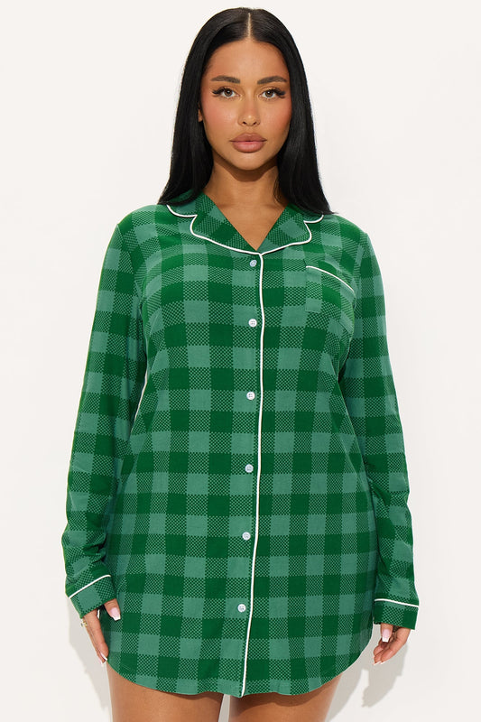 Winter Morning Matching Family Long Sleeve PJ Sleep Shirt - Green