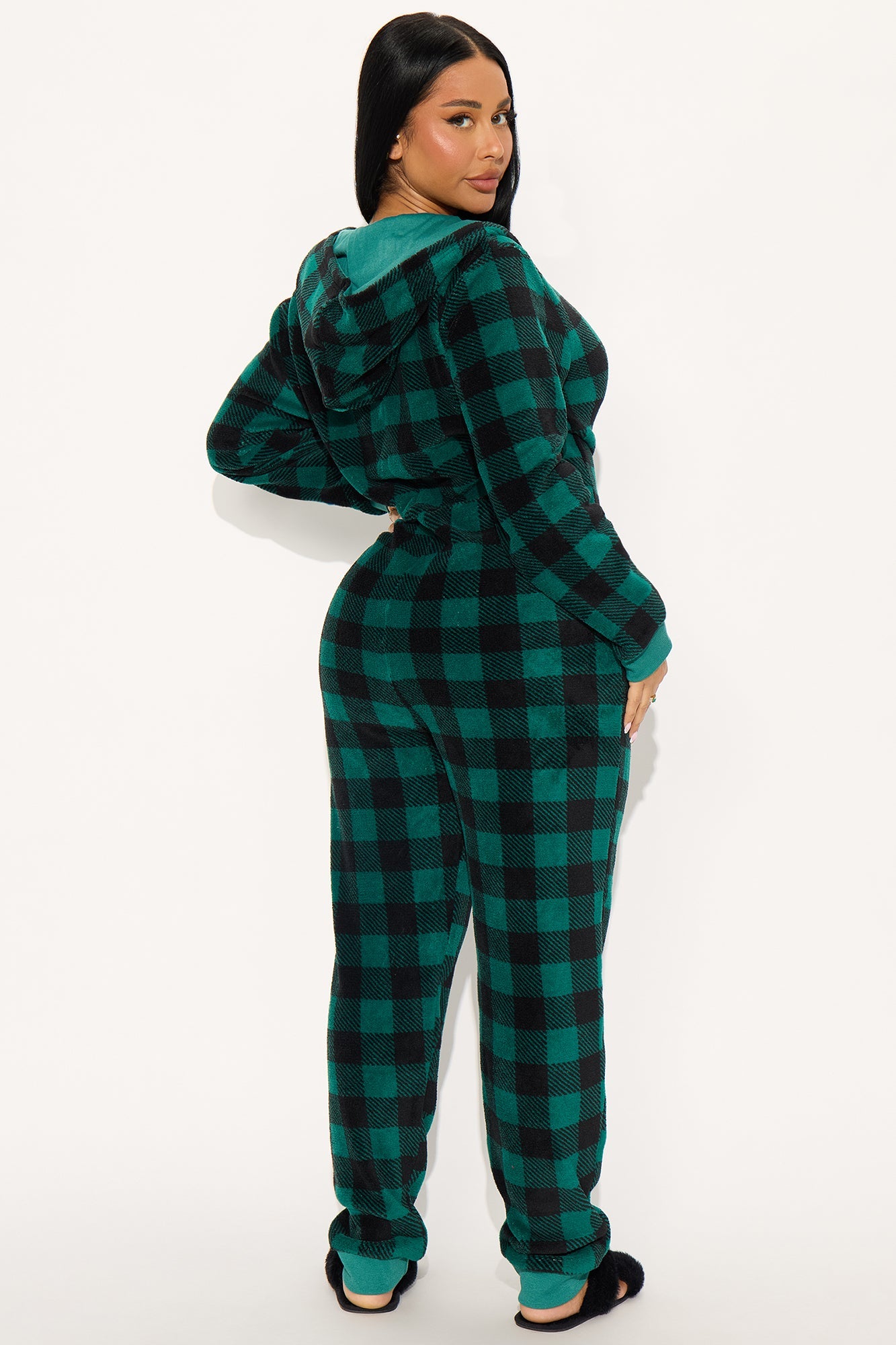Always Cozy Plush Matching Family PJ Jumpsuit Onesie - Black/Green