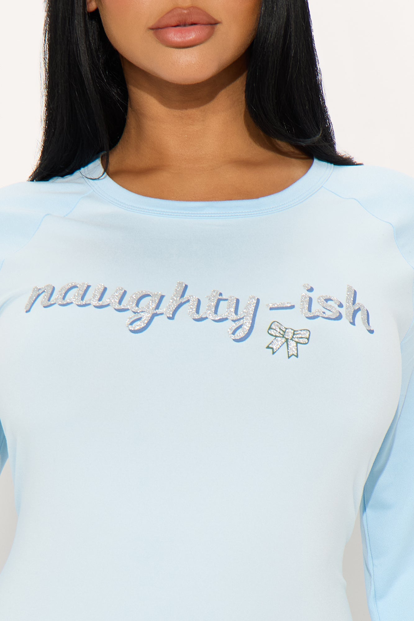 Naughtyish Glitter PJ Sleep Shirt - Light Blue