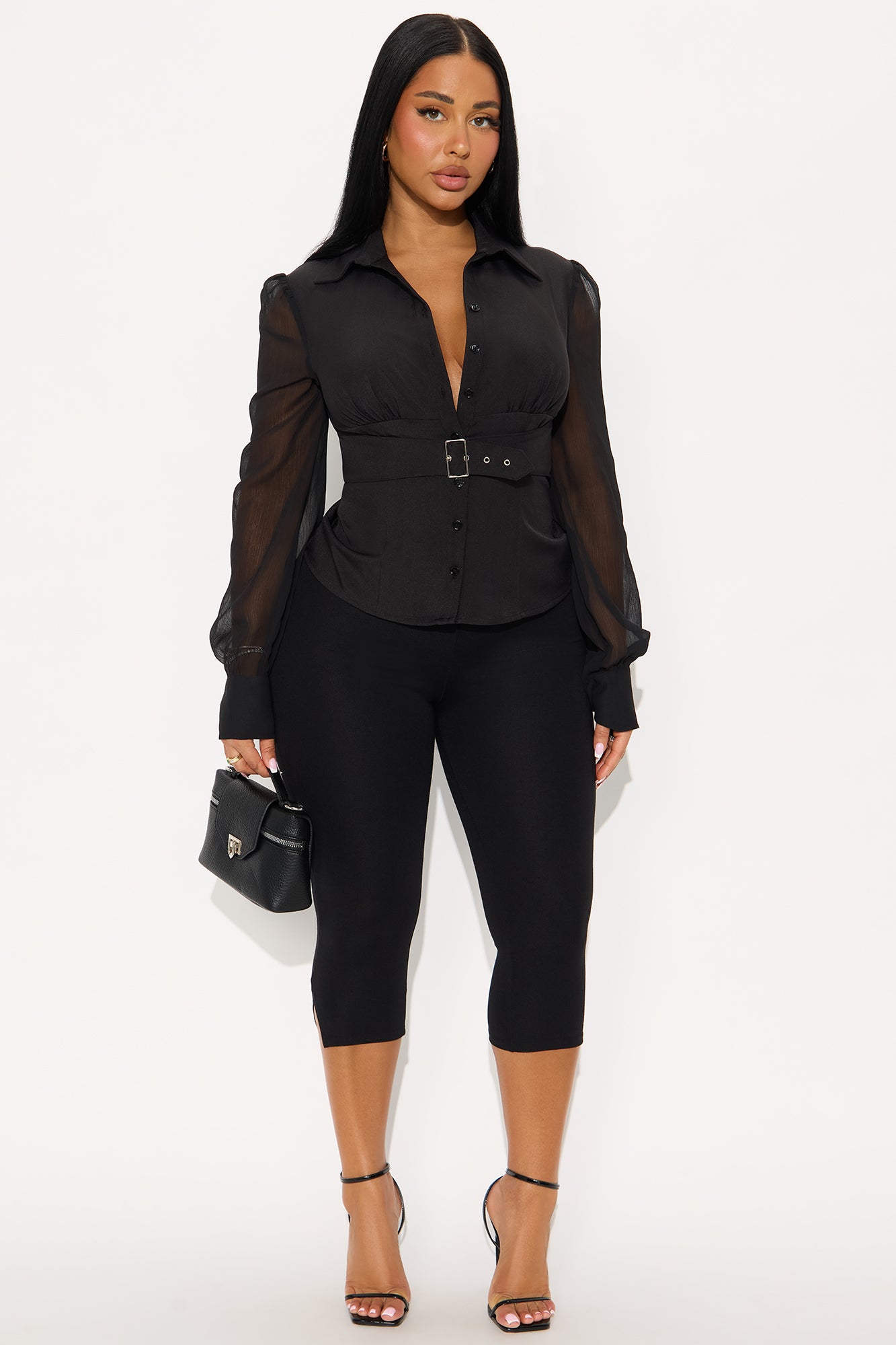 Power Move Belted Shirt - Black
