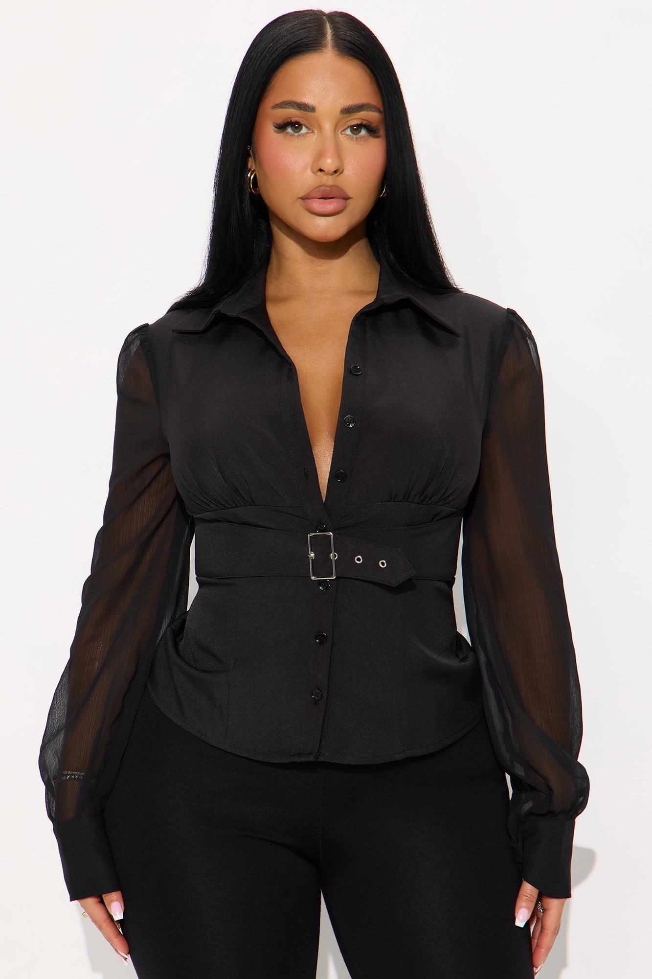 Power Move Belted Shirt - Black