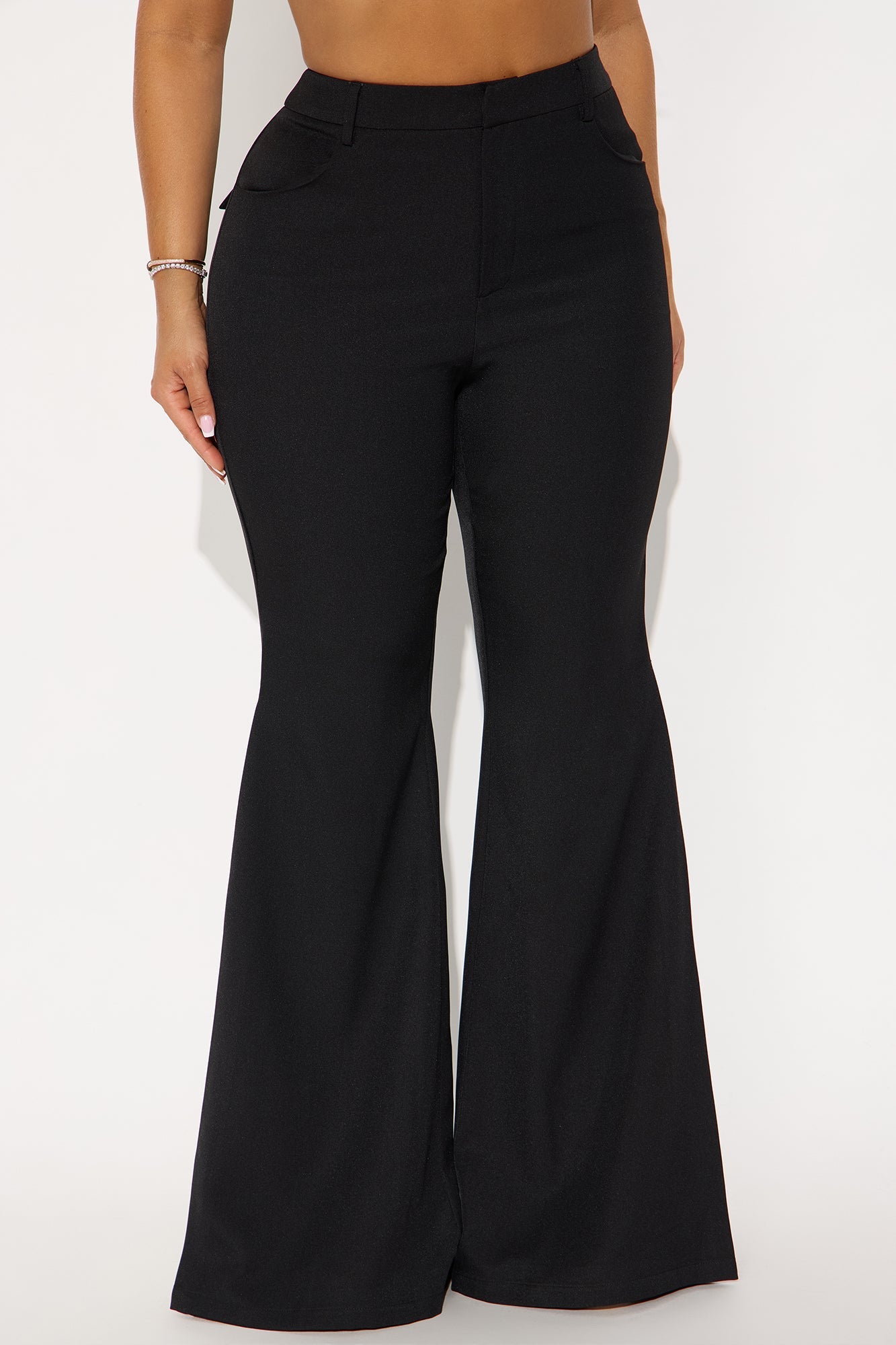 Janet Crepe Flare Trousers 33″ - Black
