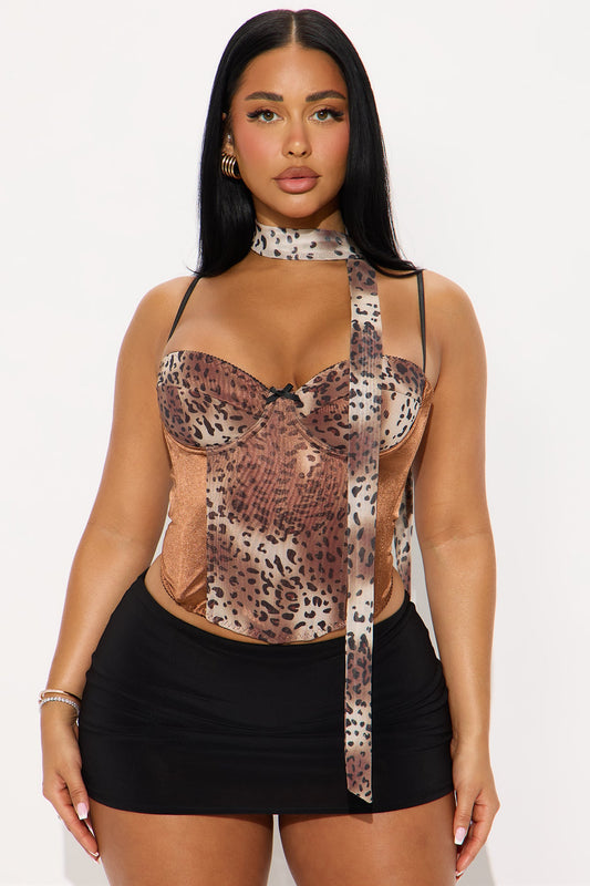Zoey Leopard Corset Top - Leopard