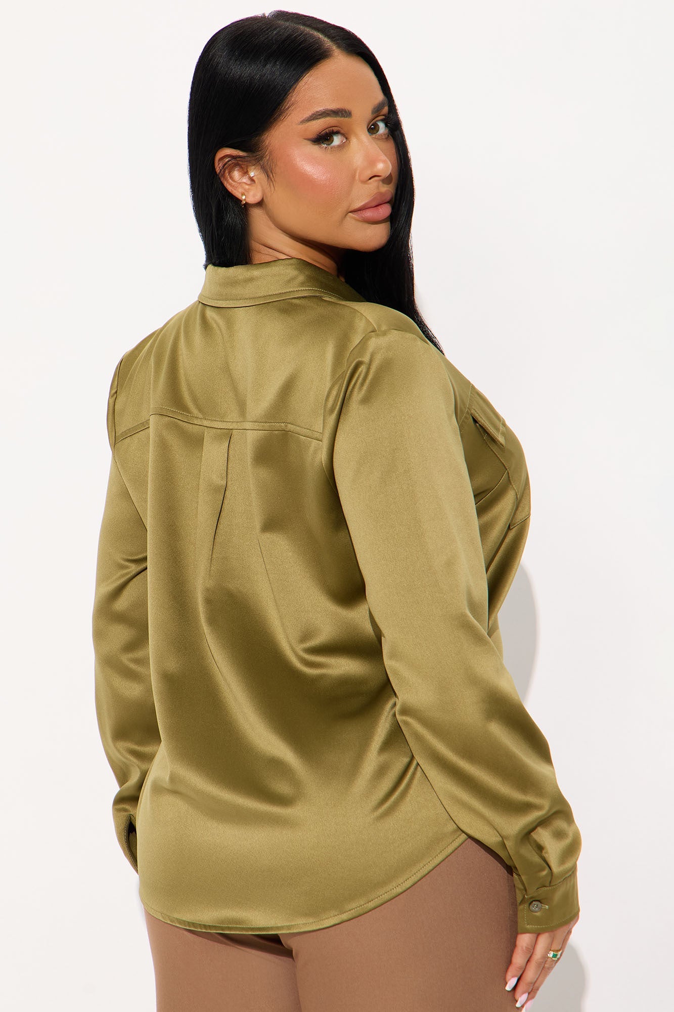 Star Player Satin Shirt - Olive