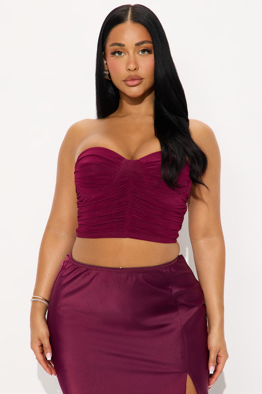 Bella Mesh Corset Top - Burgundy