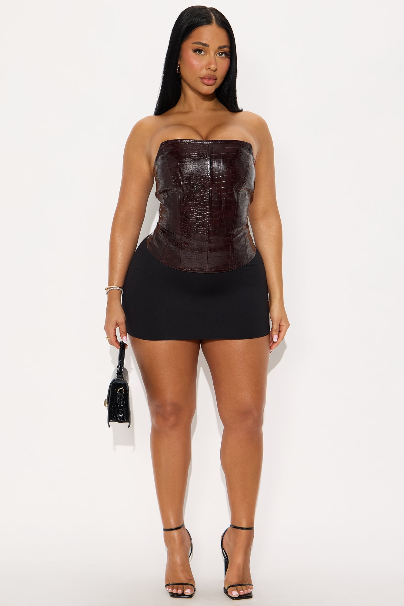 Wild Rose Textured Faux Leather Top - Wine