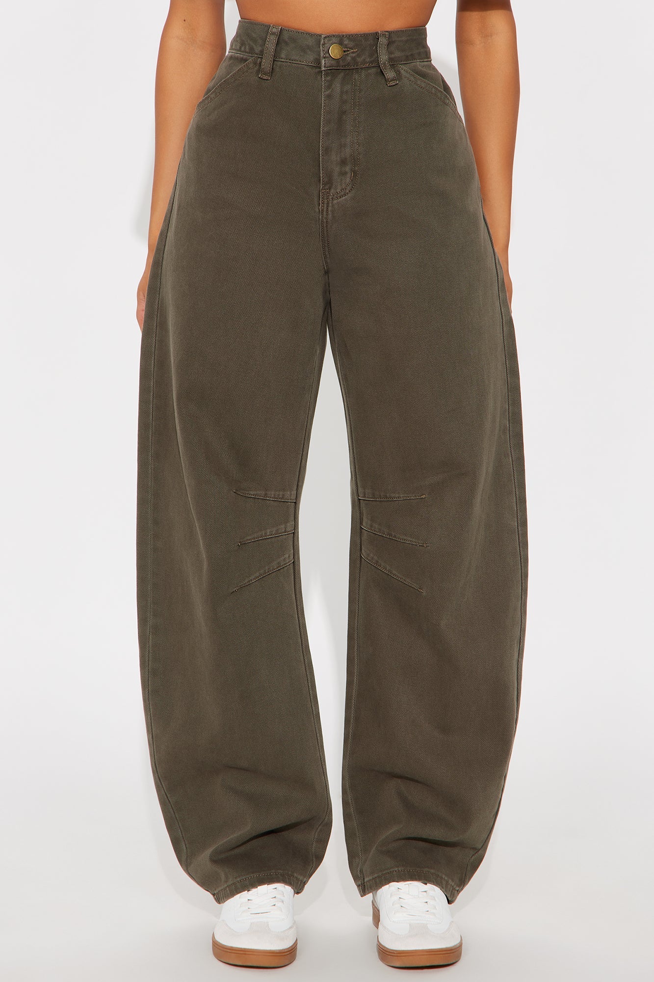 Drinks On Me Barrel Leg Jeans - Olive