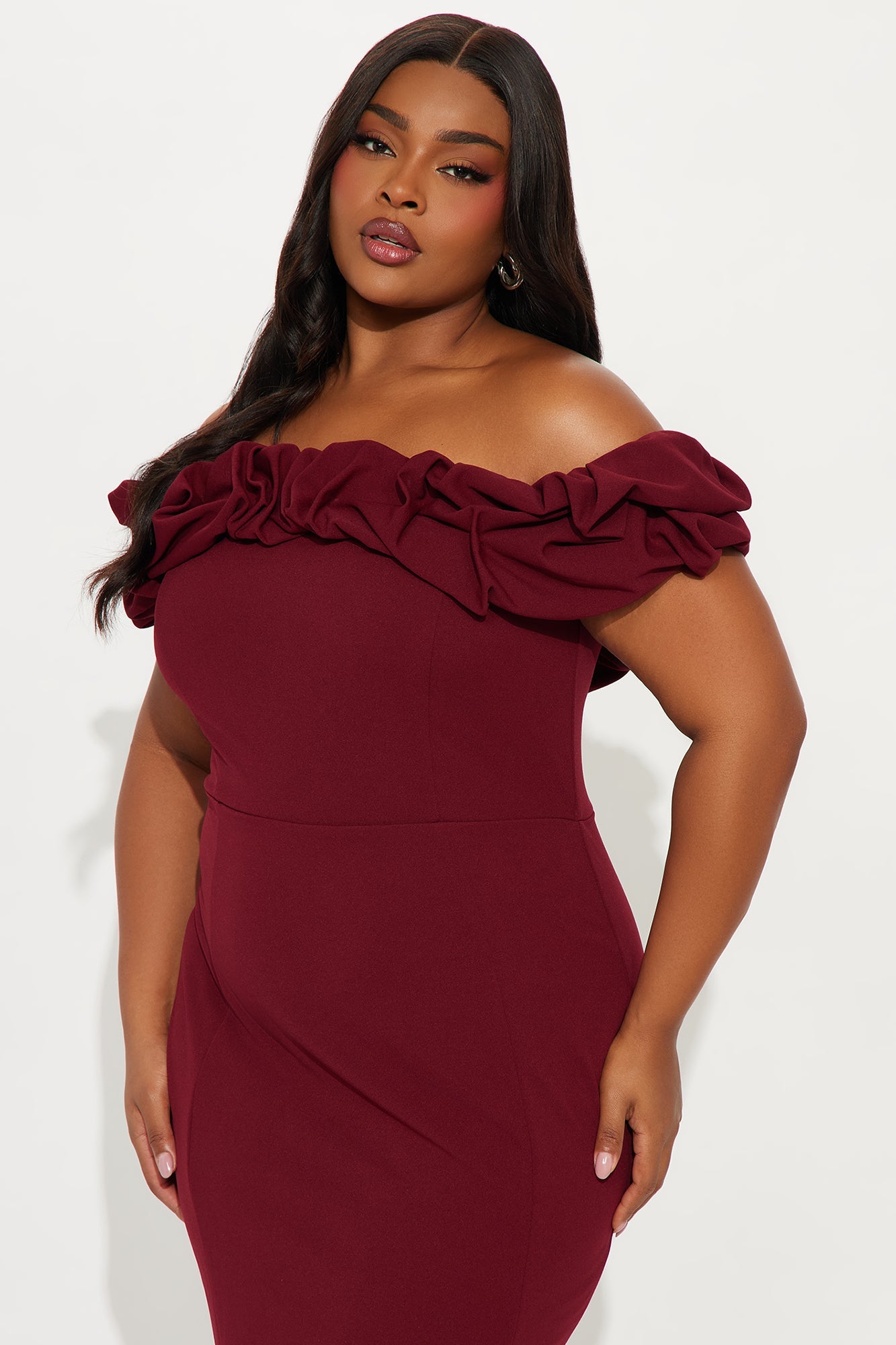 Clear Mind Ruffle Maxi Gown - Burgundy