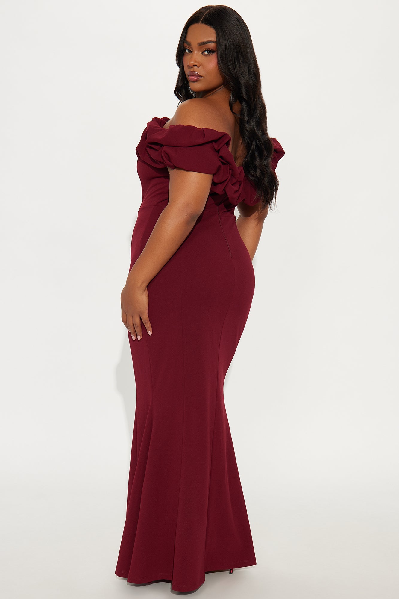 Clear Mind Ruffle Maxi Gown - Burgundy