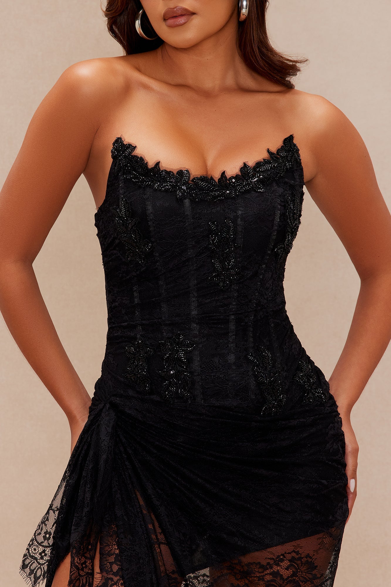 Sarah Lace Corset Gown - Black