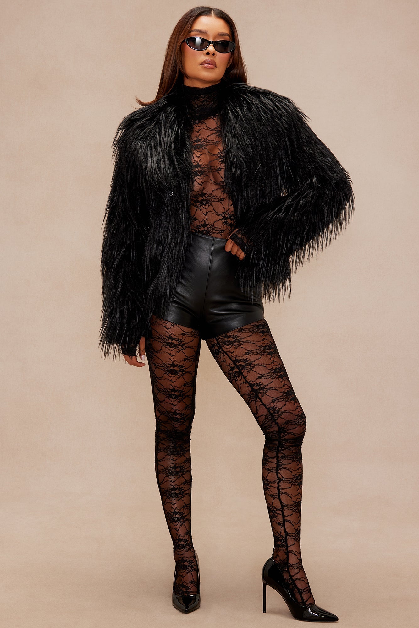 Anastasia Faux Fur Jacket - Black