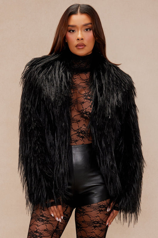 Anastasia Faux Fur Jacket - Black