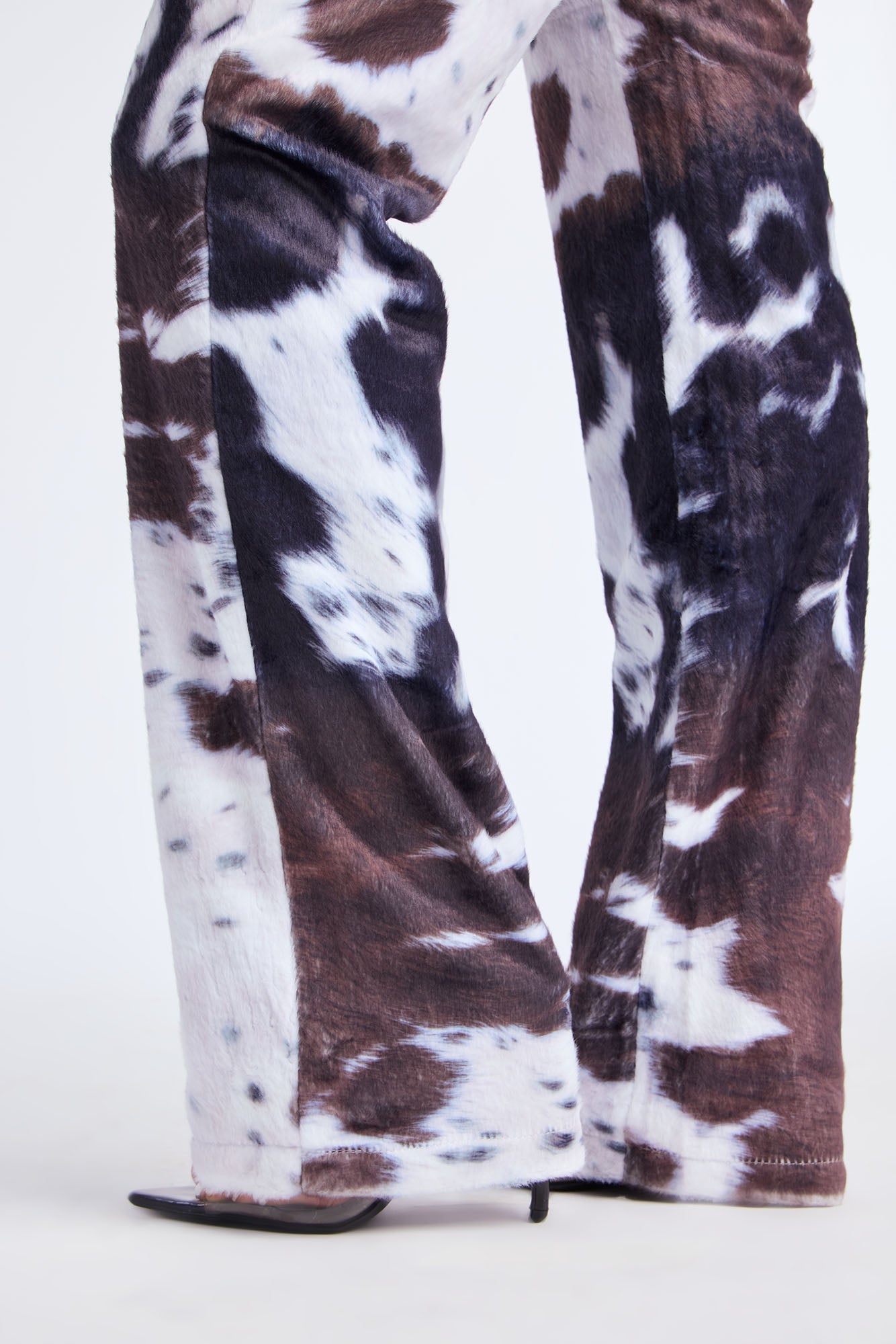 Nathalie Cow Print Faux Fur Straight Leg Pant 33 - Brown/combo