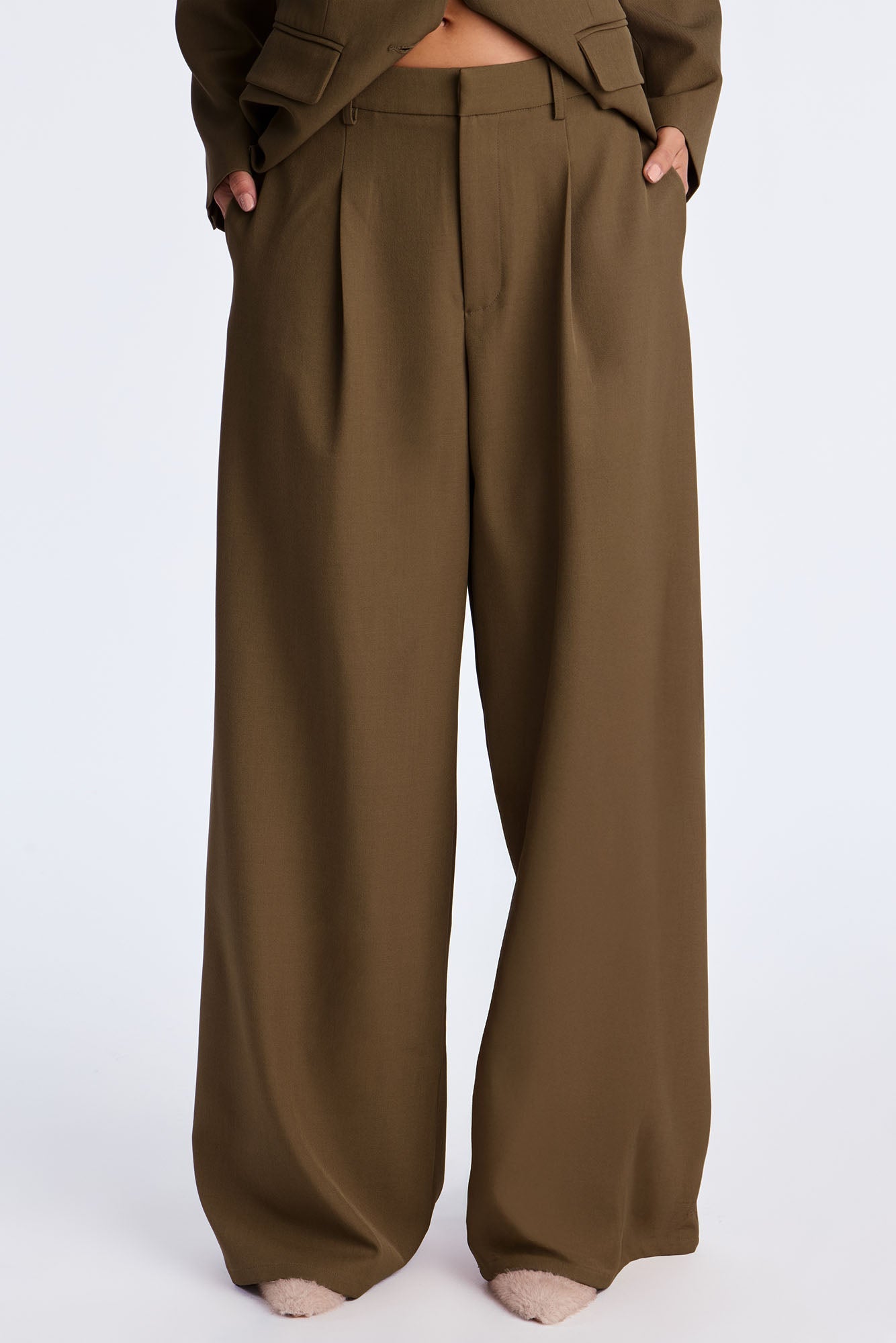 Boss Moves Belted Blazer Pant Set - Olive