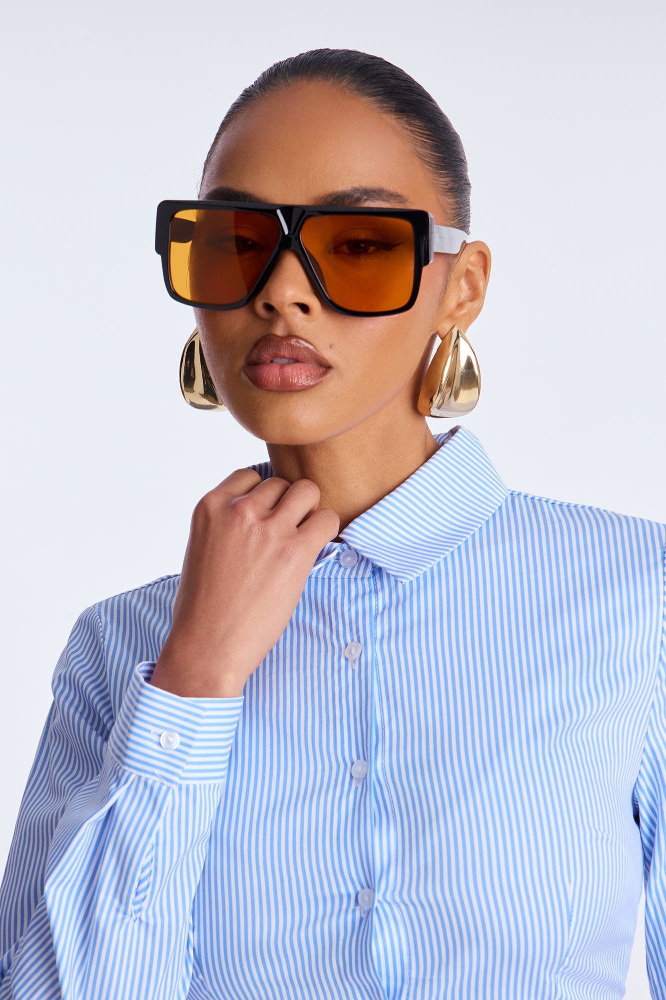 Never Going Back Striped Poplin Shirt - White/Blue
