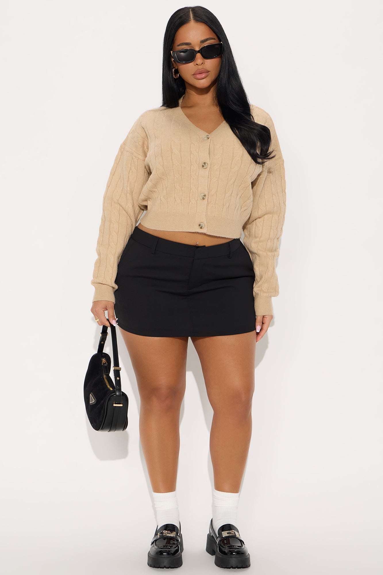 Cozy Cable Knit Cardigan - Khaki