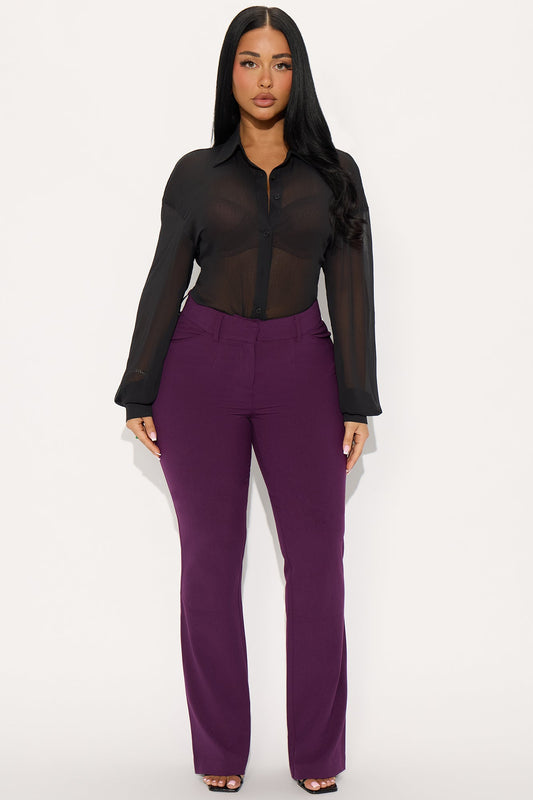 Tasha Dressy High Rise Pants - Eggplant