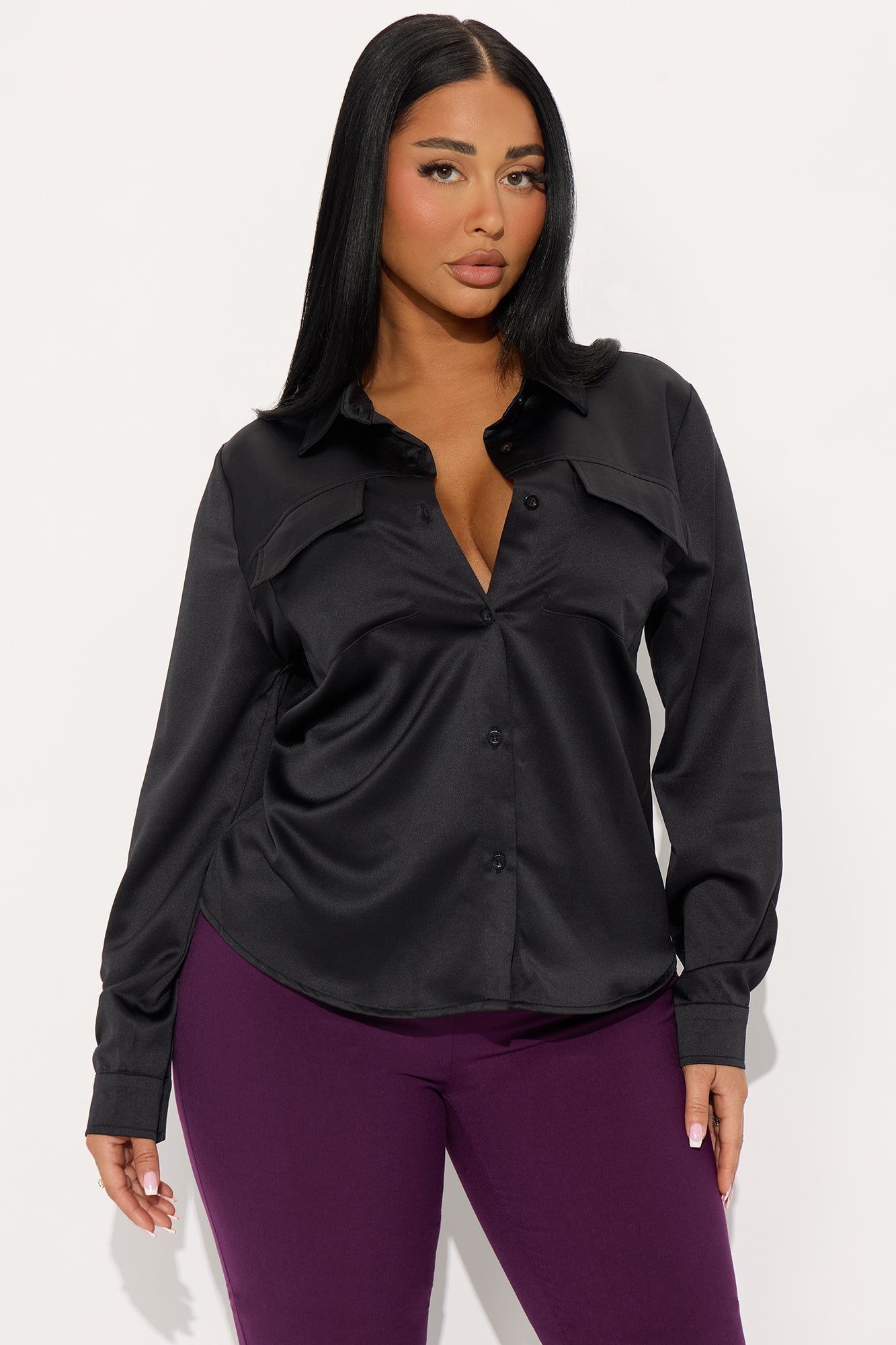 Star Player Satin Shirt - Black