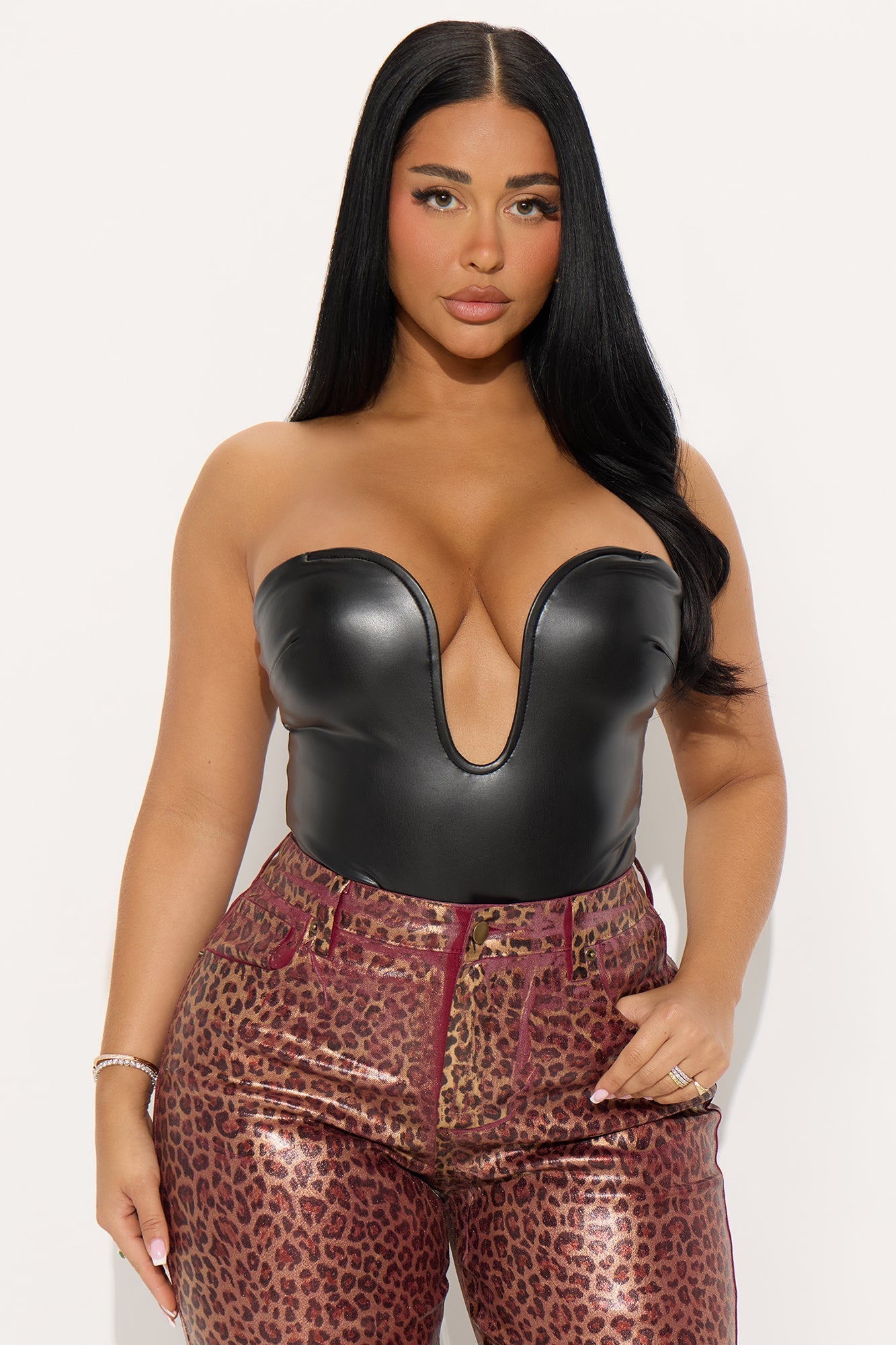 Love From Italy Faux Leather Corset - Black