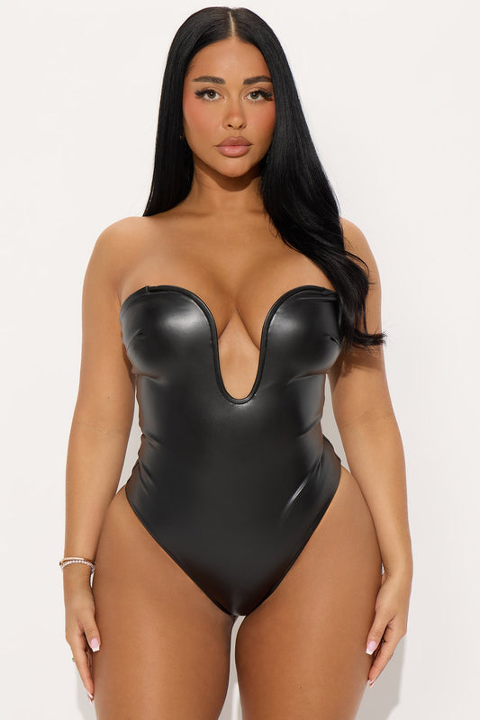 Love From Italy Faux Leather Corset - Black