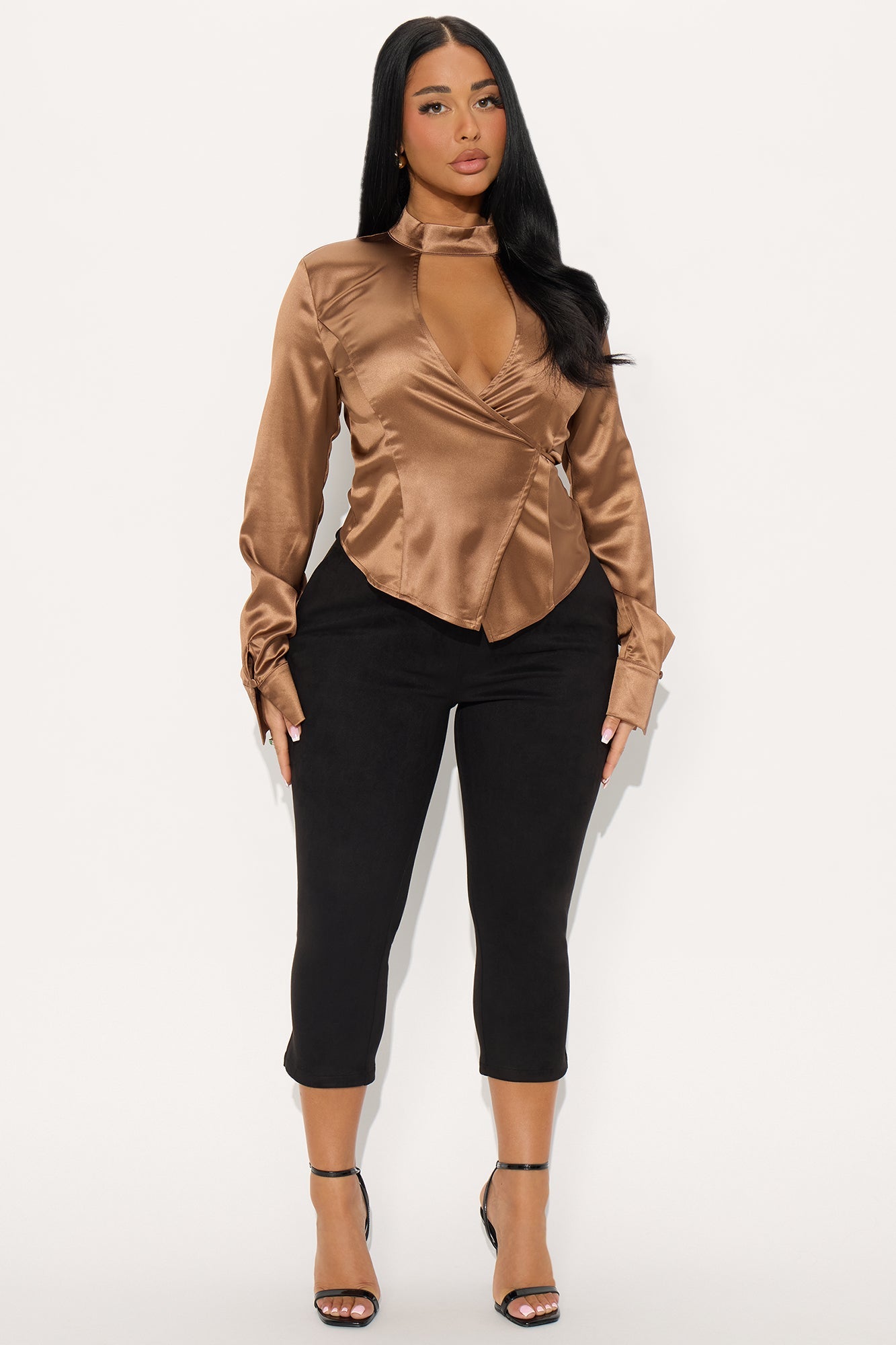 Soft Era Cut Out Satin Blouse - Mustard