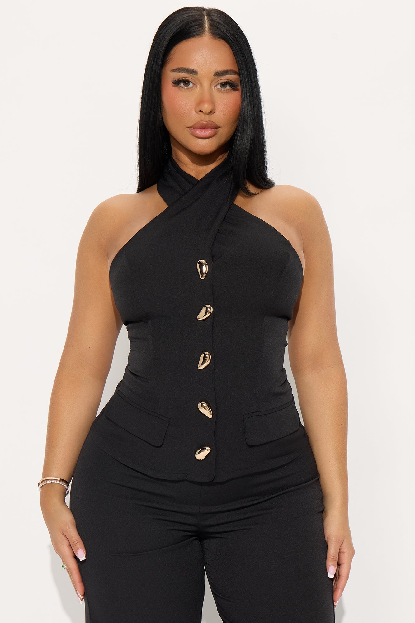 Happy Hour Halter Wide Leg Jumpsuit - Black