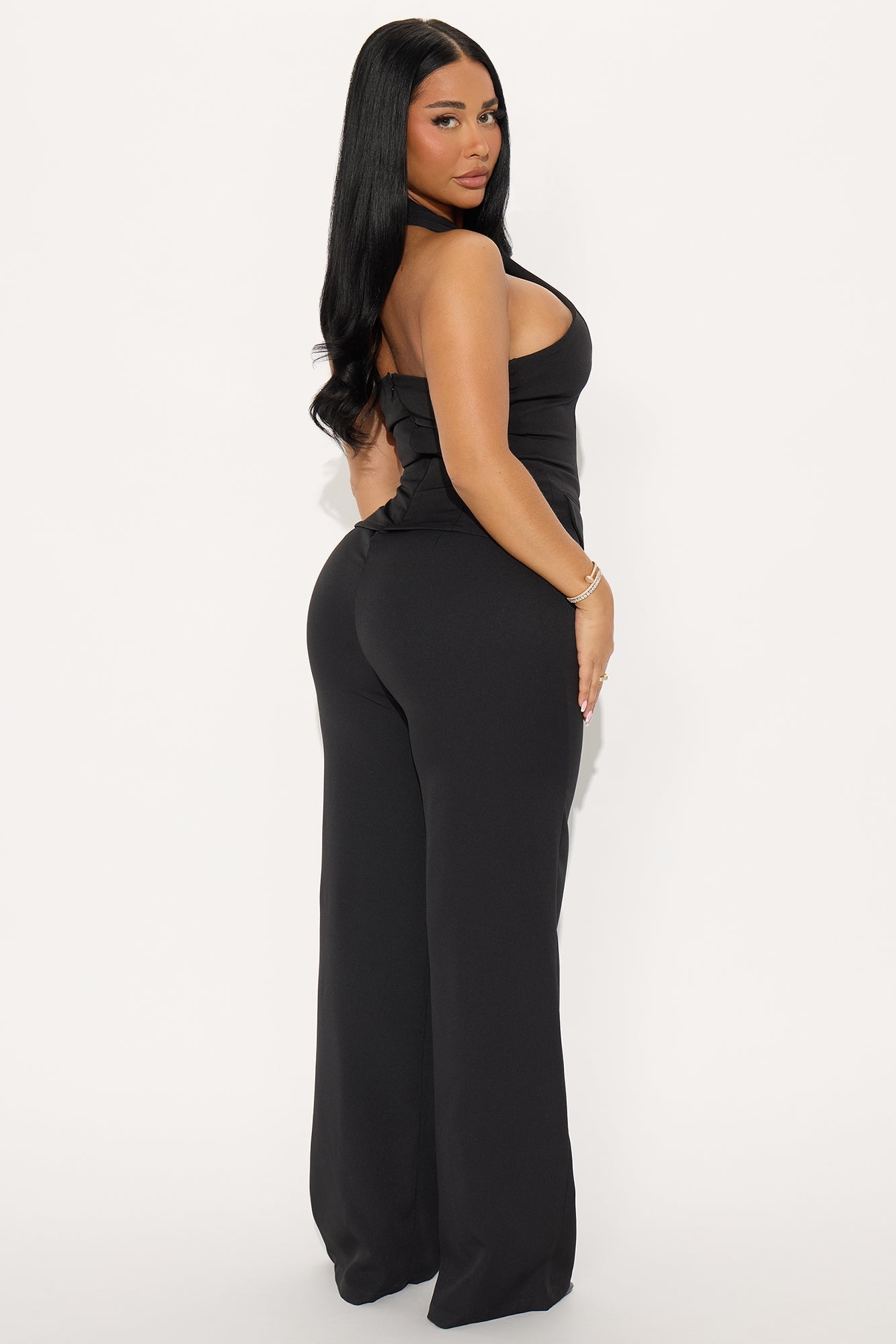 Happy Hour Halter Wide Leg Jumpsuit - Black