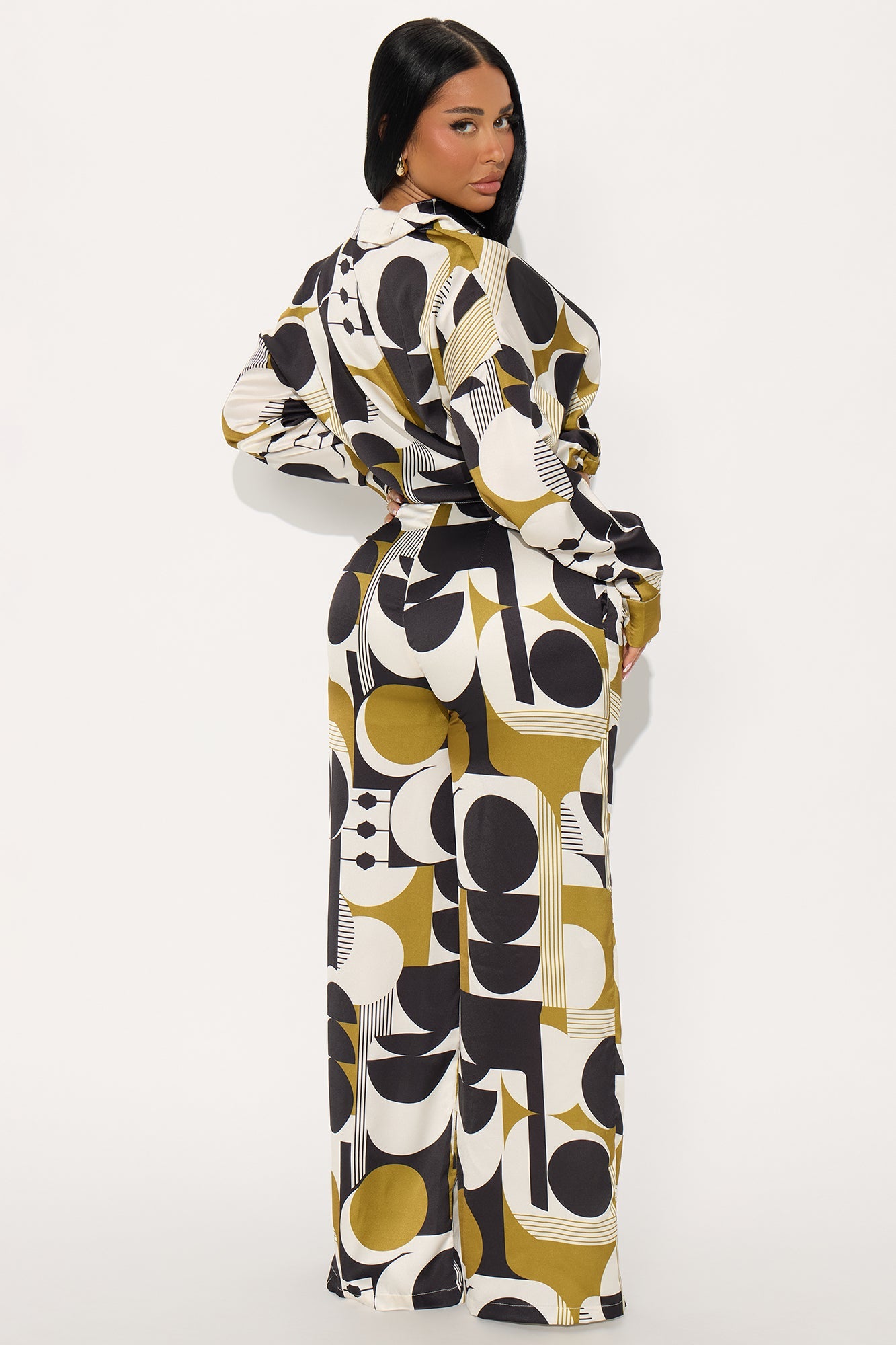 Kamila Satin Pant Set - Green/combo