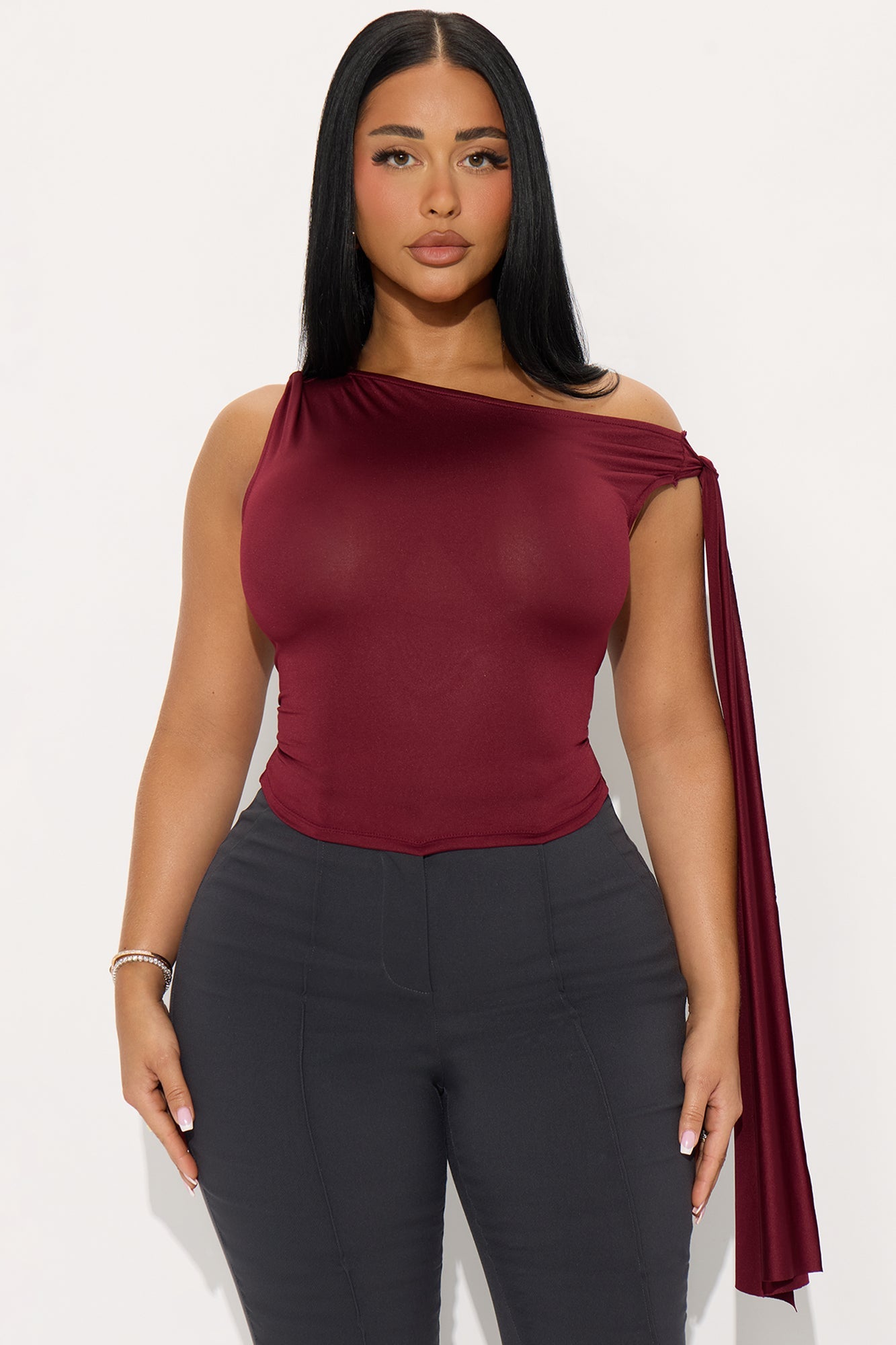 Kamari Off Shoulder Top - Burgundy