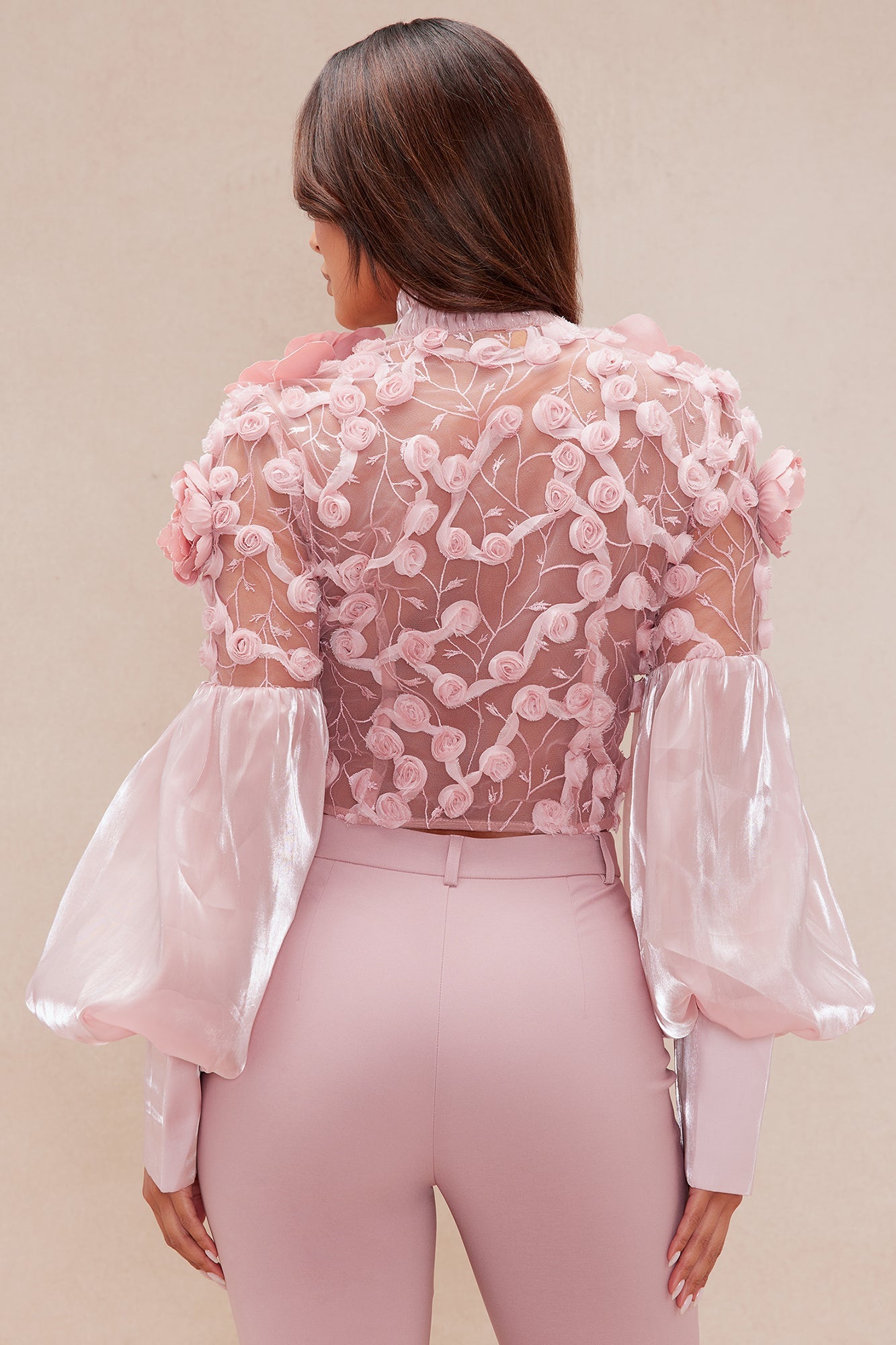 Mckenna Sheer Embroidered Blouse - Rose