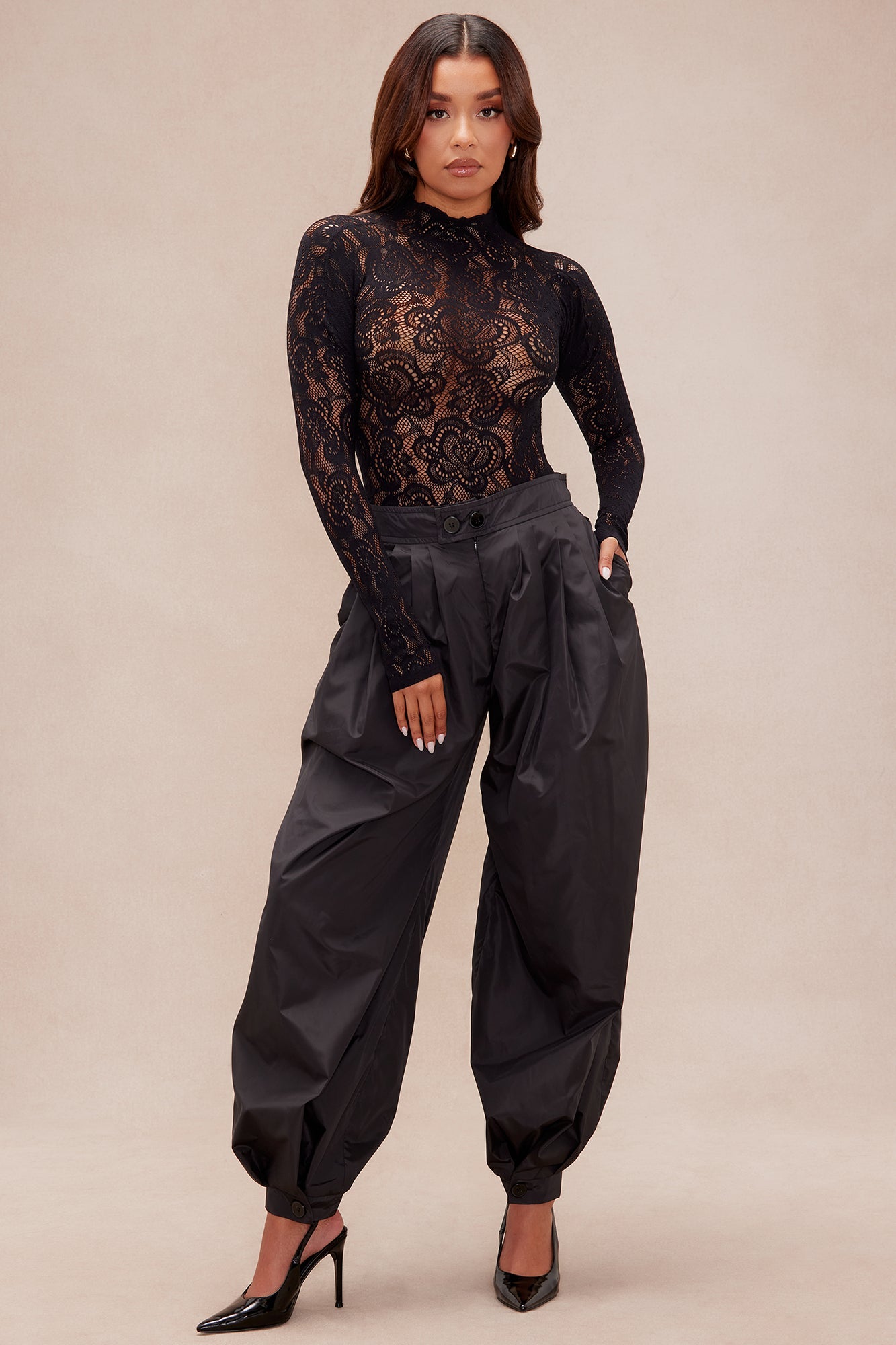 Estelle Taffeta Balloon Pant - Black