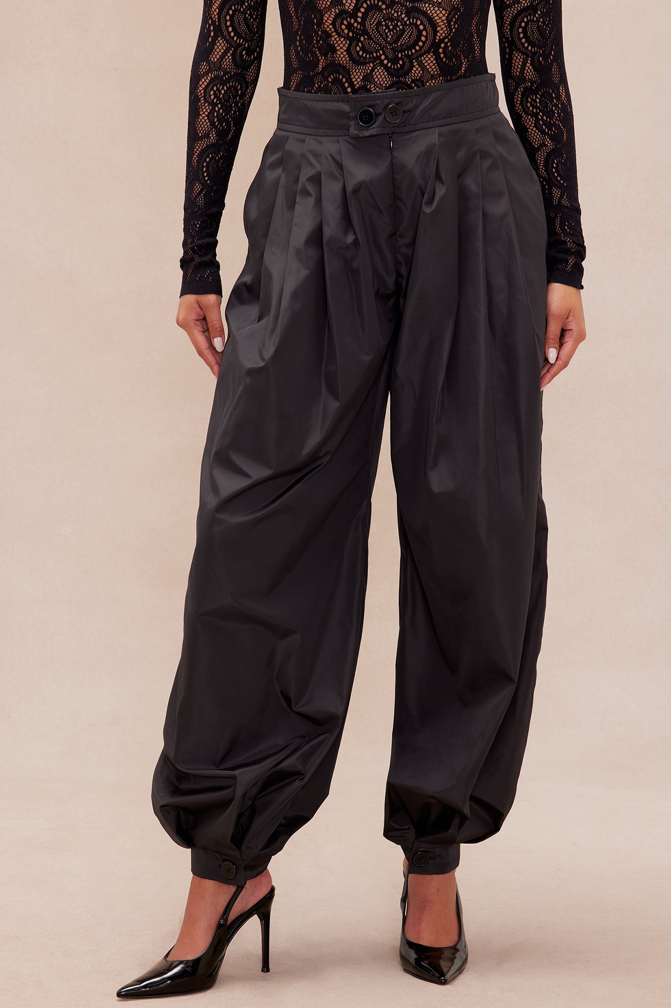Estelle Taffeta Balloon Pant - Black