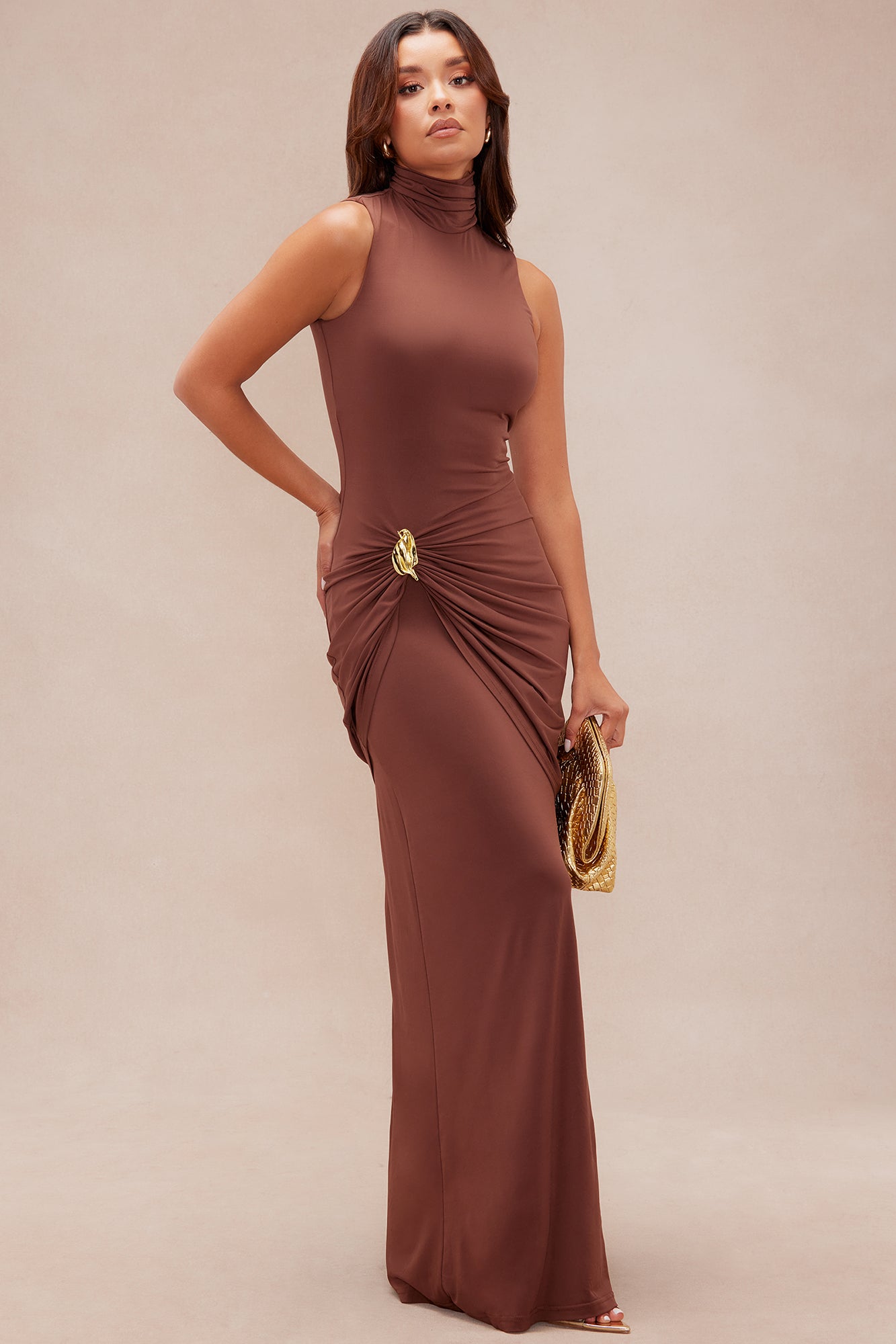 Shay Double Lined Maxi Dress - Chocolate