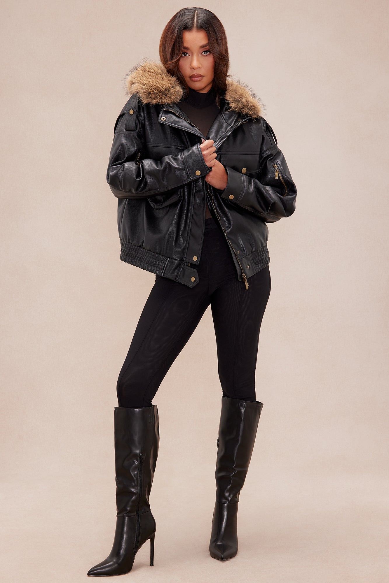 Riding Solo Faux Leather Jacket - Black