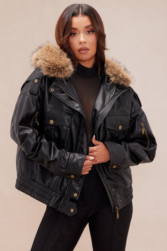 Riding Solo Faux Leather Jacket - Black