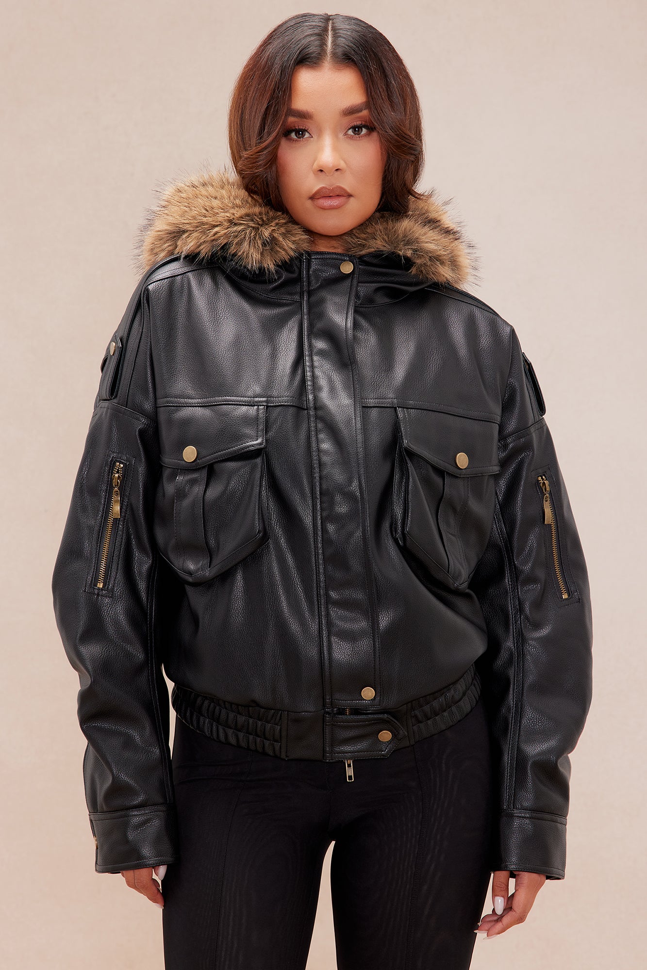 Riding Solo Faux Leather Jacket - Black