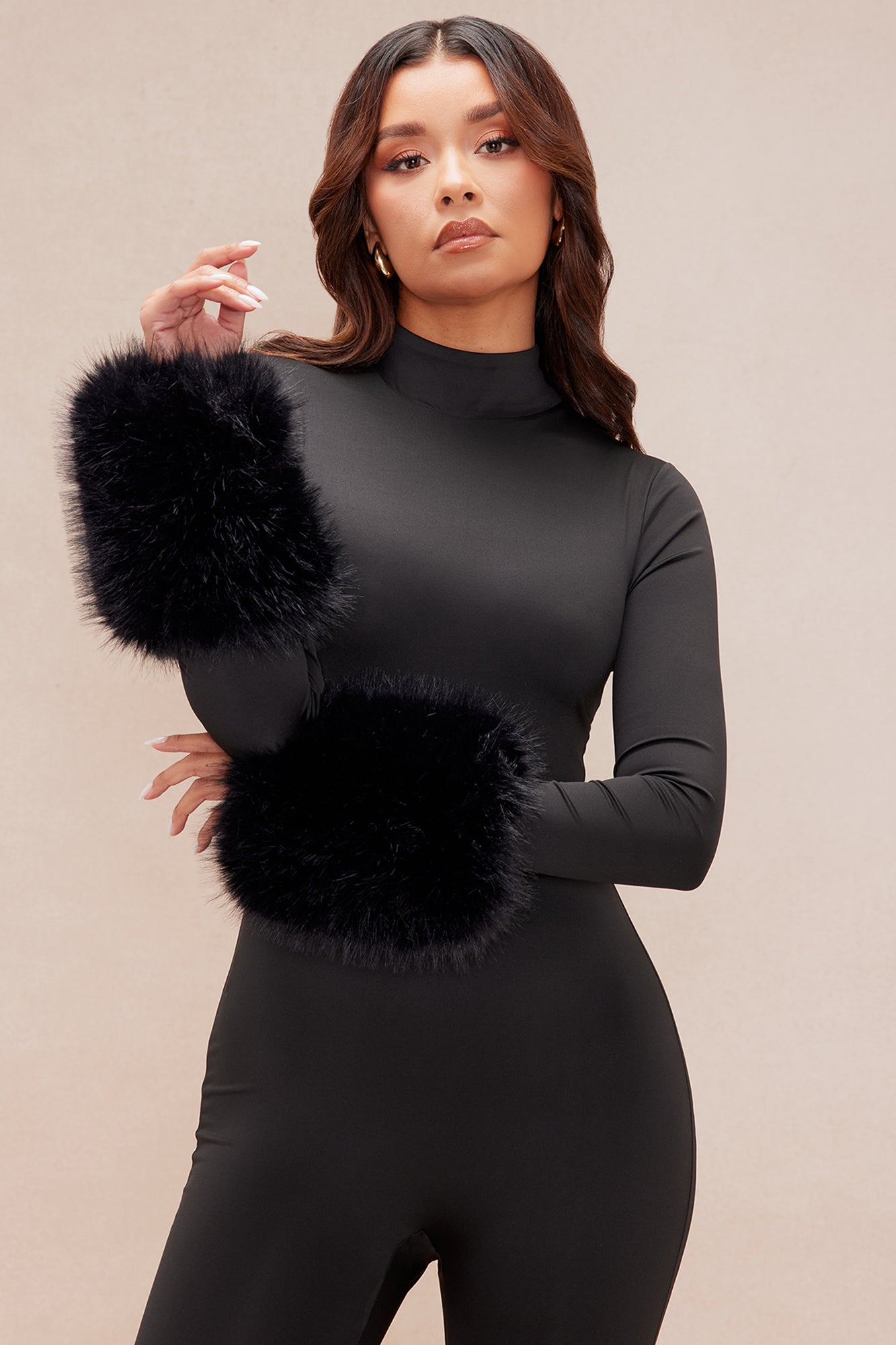Zaria Faux Fur Cuffs - Black