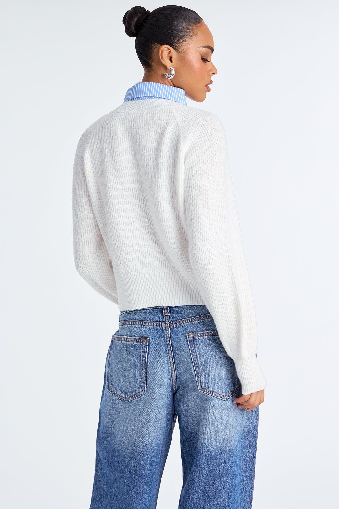 Stay Elite Pullover Collared Sweater - Ivory/combo