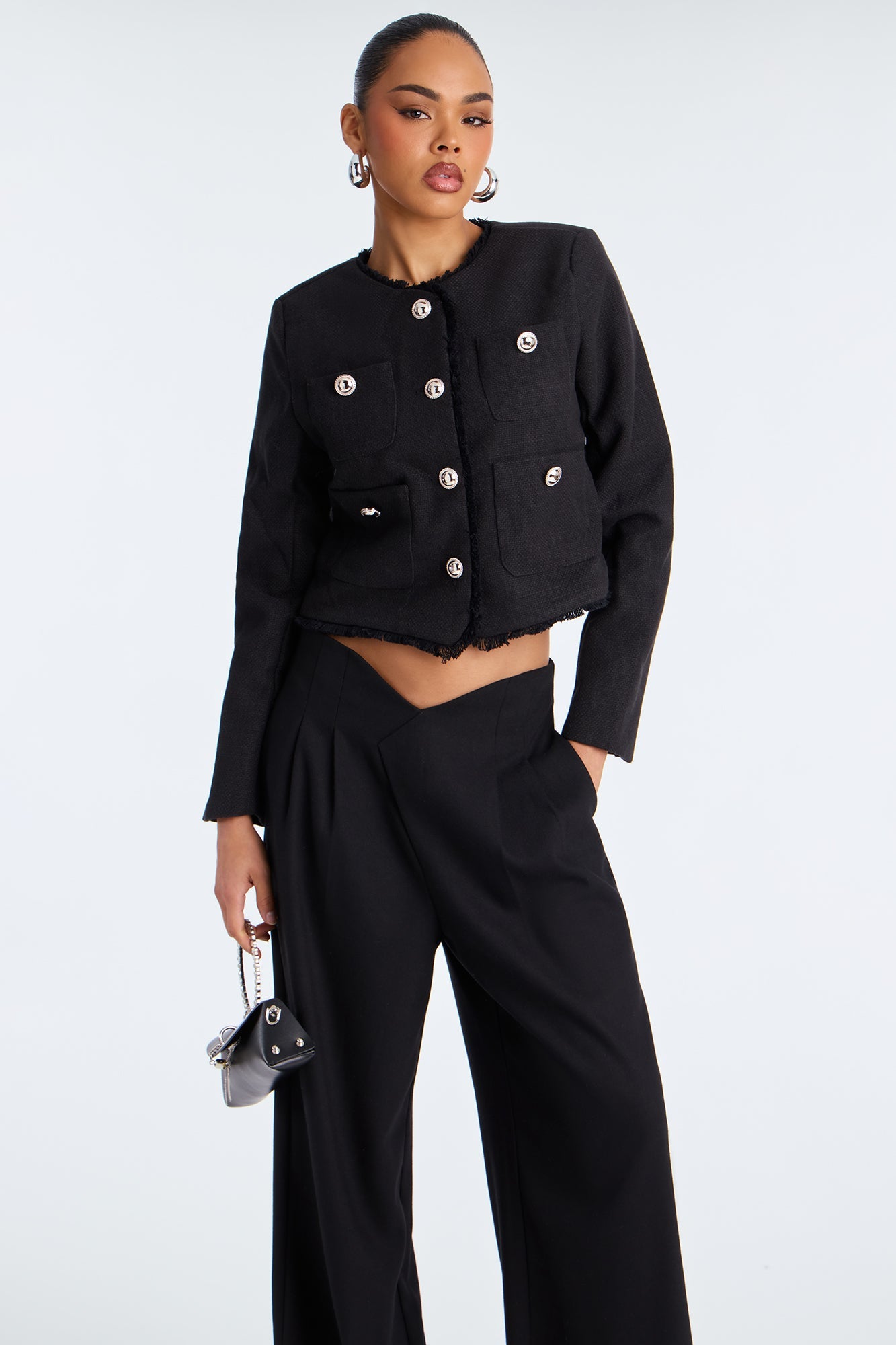 First Lady Tweed Coat - Black