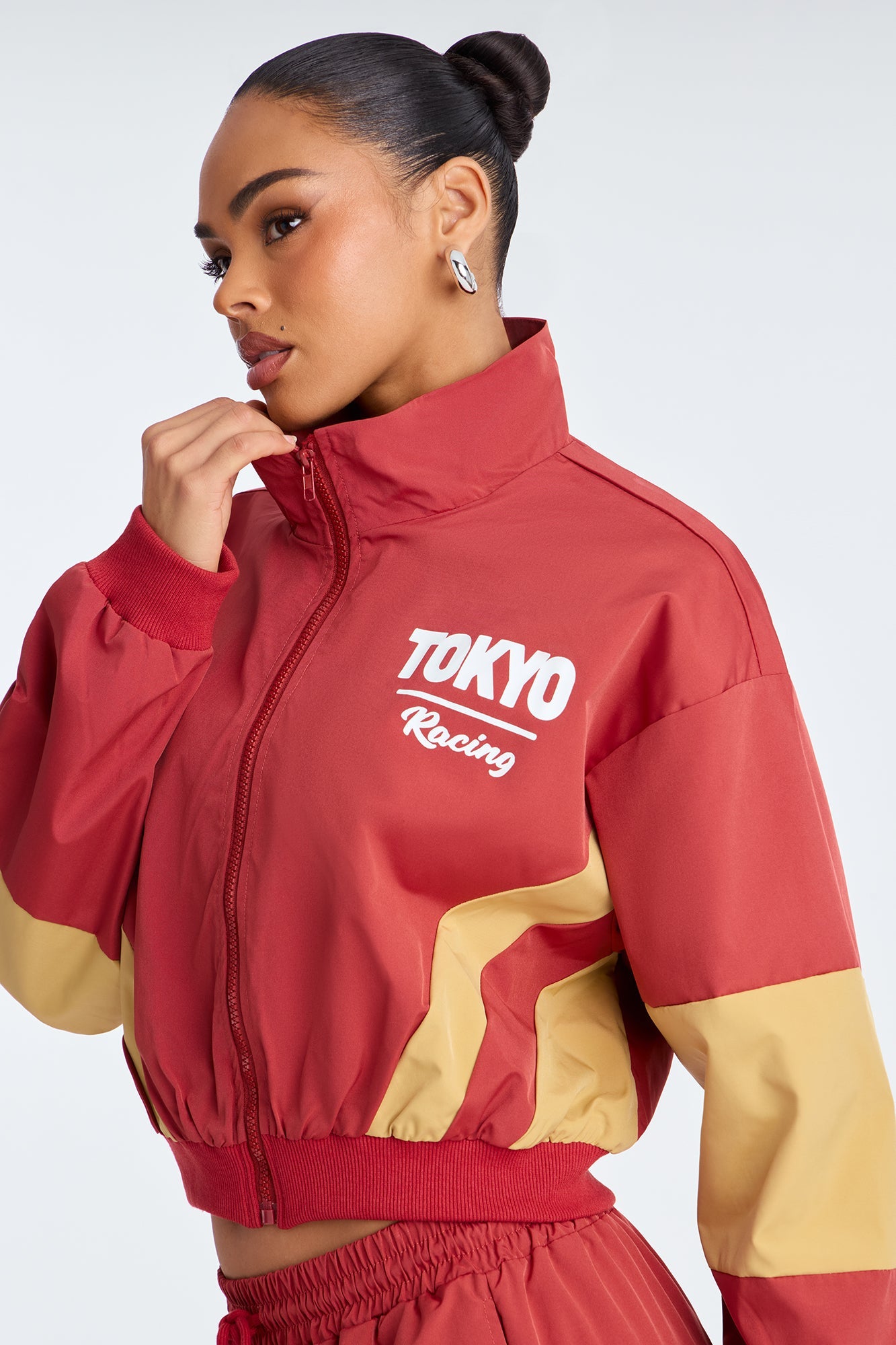 Tokyo Drift Windbreaker Barrel Pant Set - Brick Red