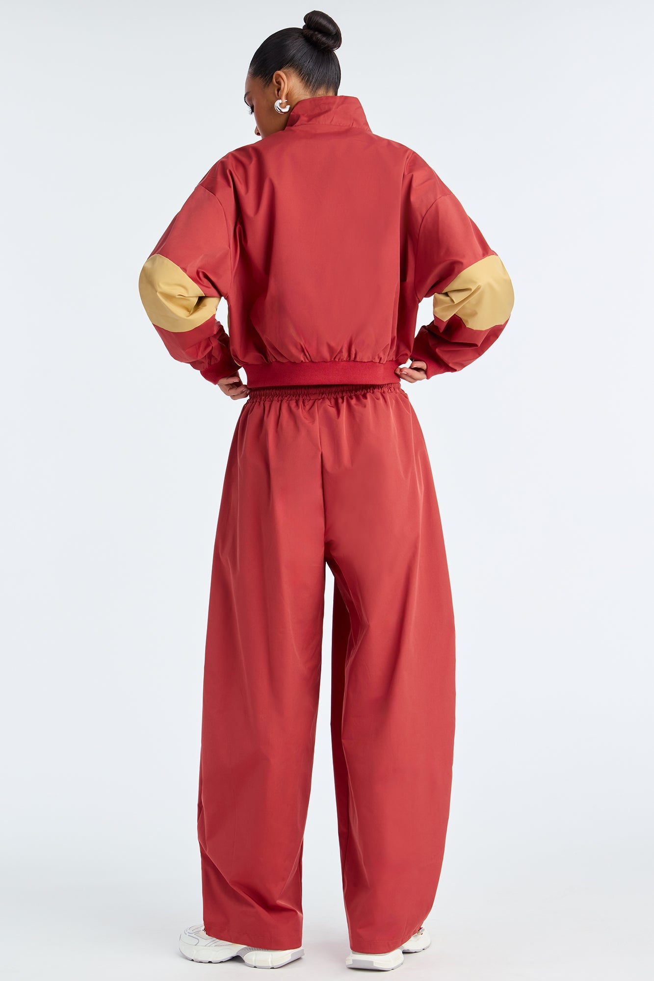 Tokyo Drift Windbreaker Barrel Pant Set - Brick Red