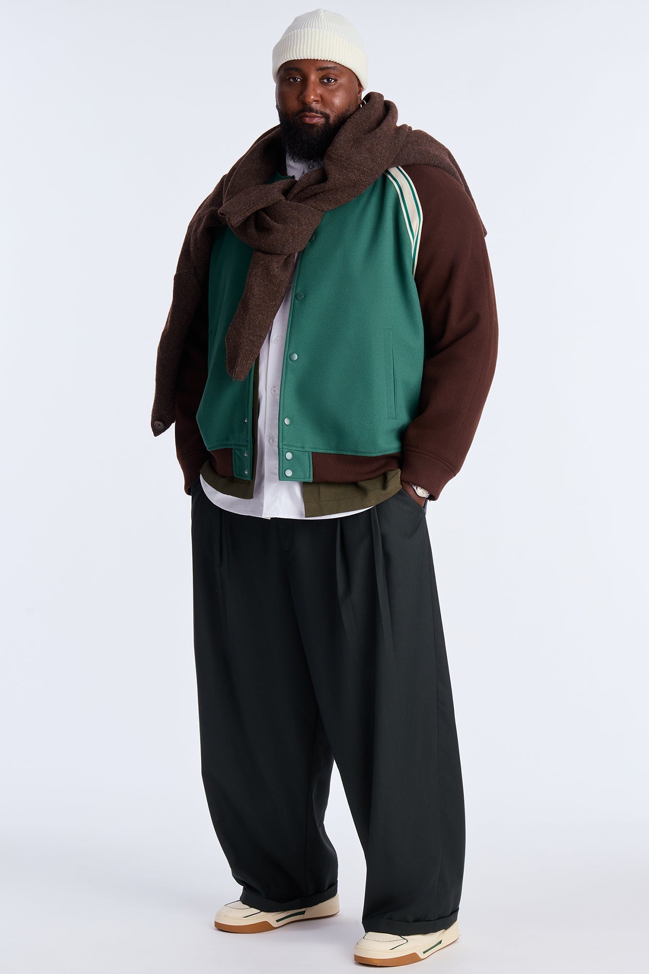 Raglan Track Varsity Jacket - Green