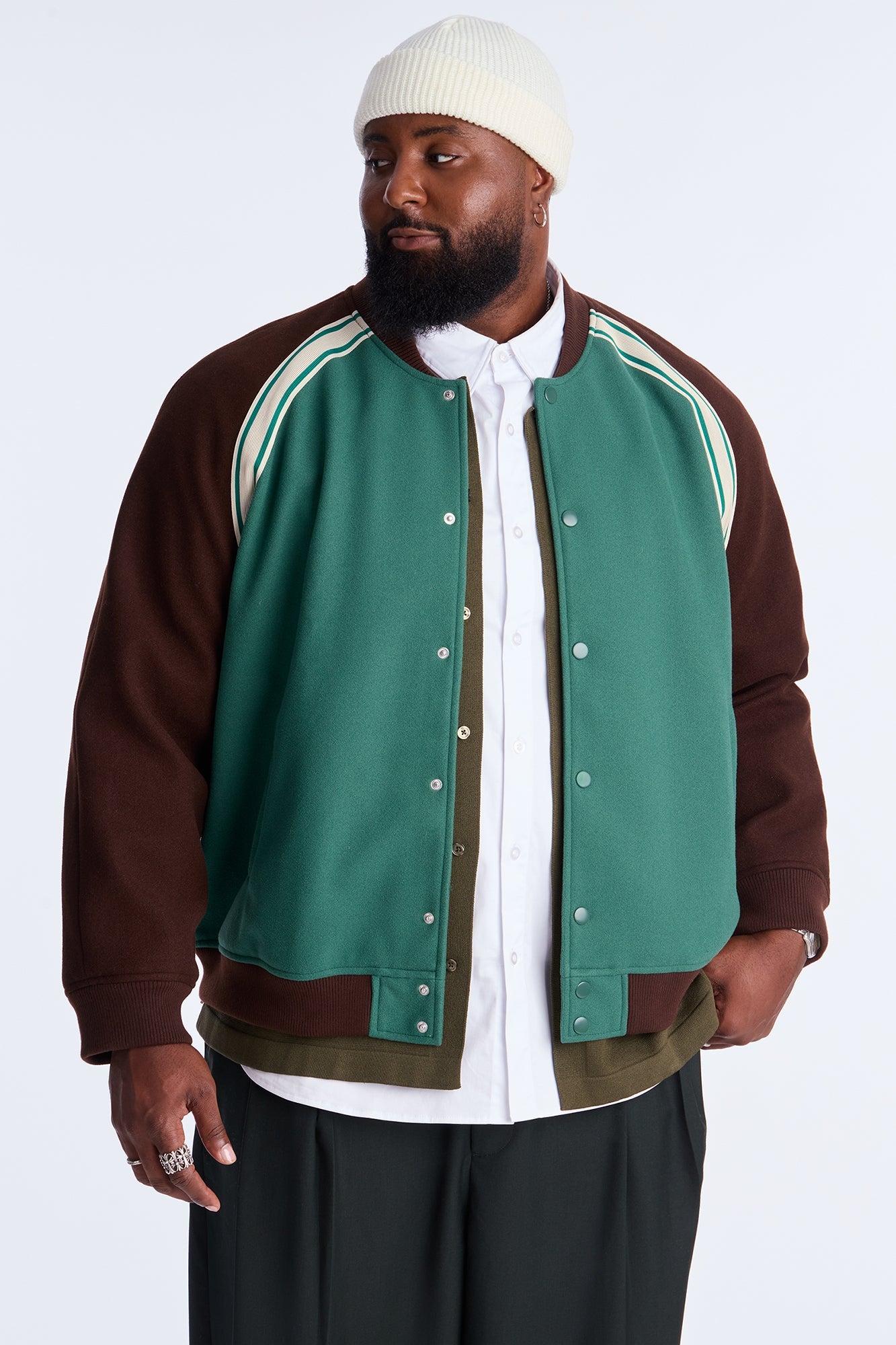Raglan Track Varsity Jacket - Green