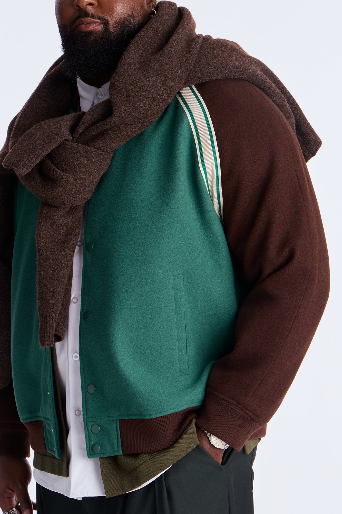 Raglan Track Varsity Jacket - Green