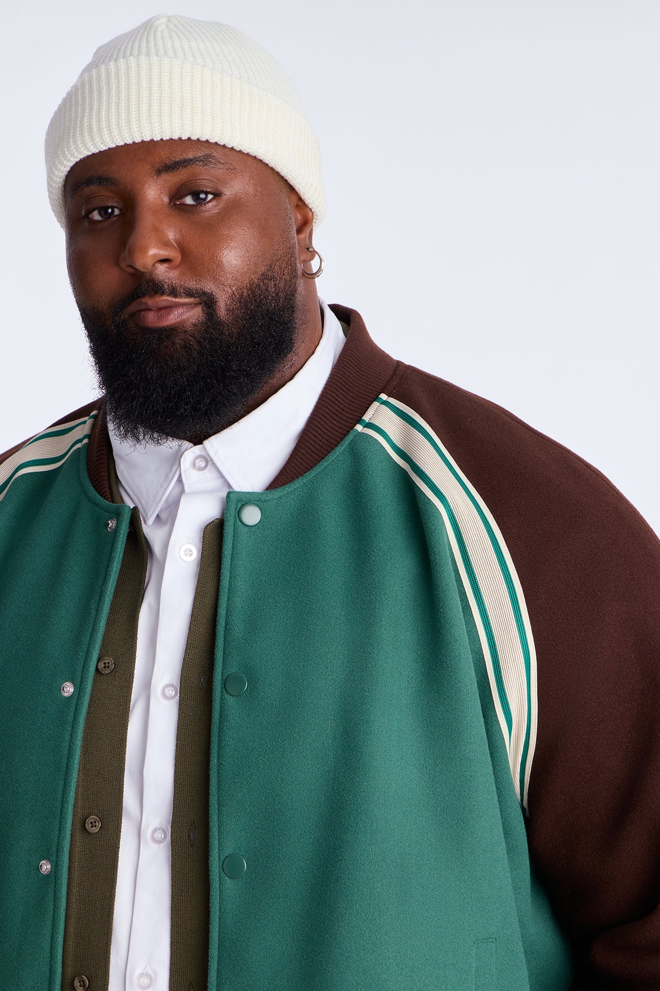 Raglan Track Varsity Jacket - Green