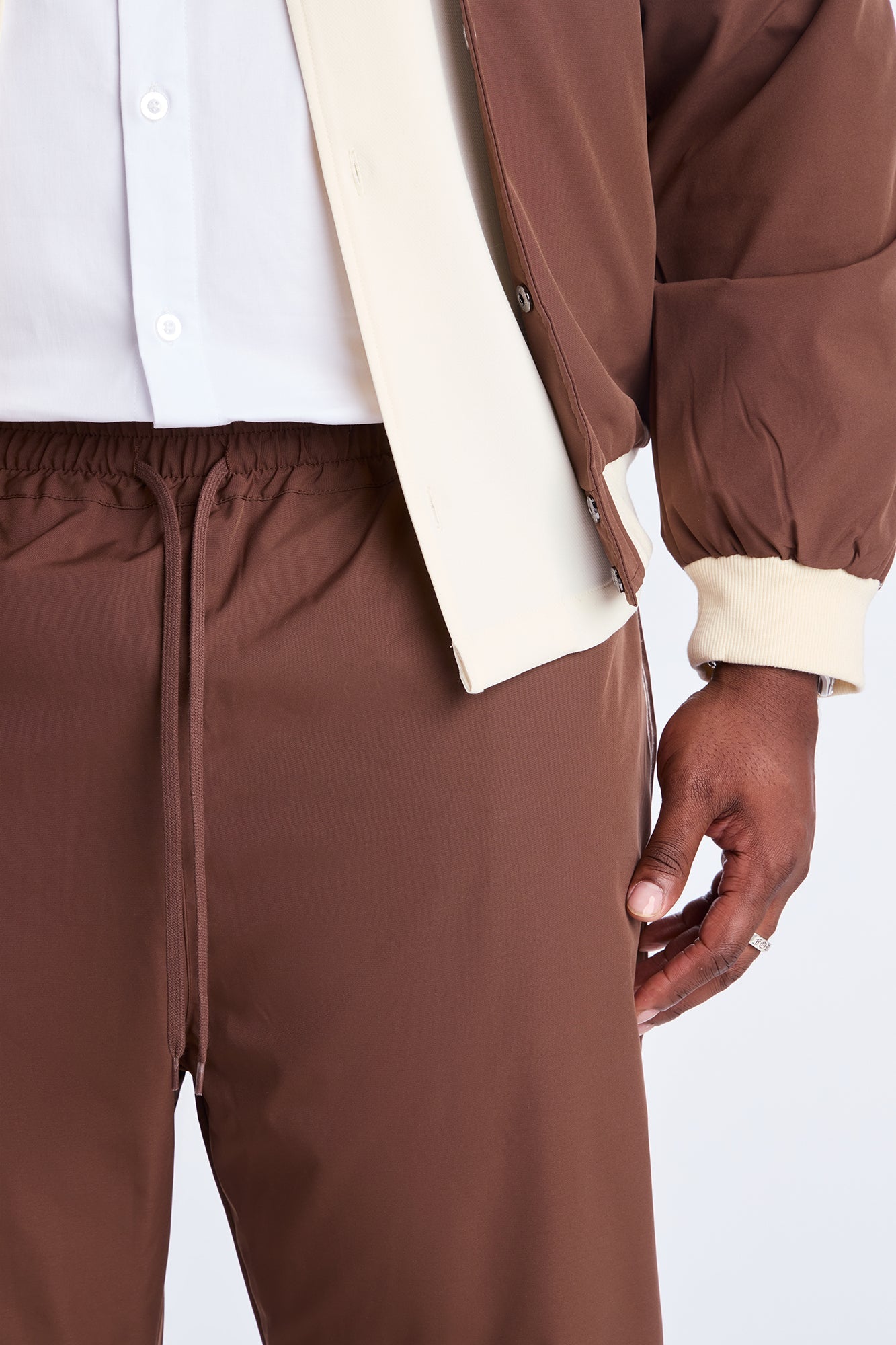 Straight Suit Up Contrast Tipped Pant - Brown
