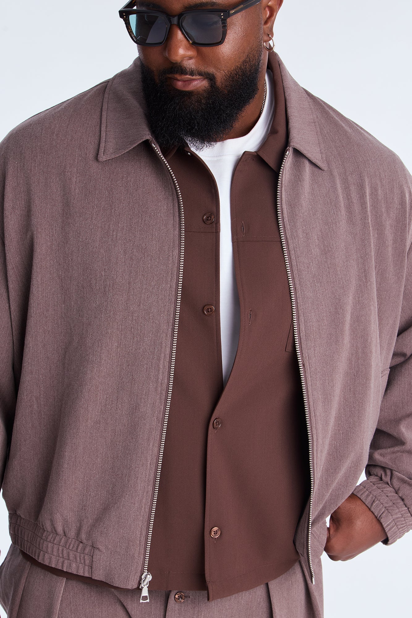Relaxed Upper East Side Zip Jacket - Brown