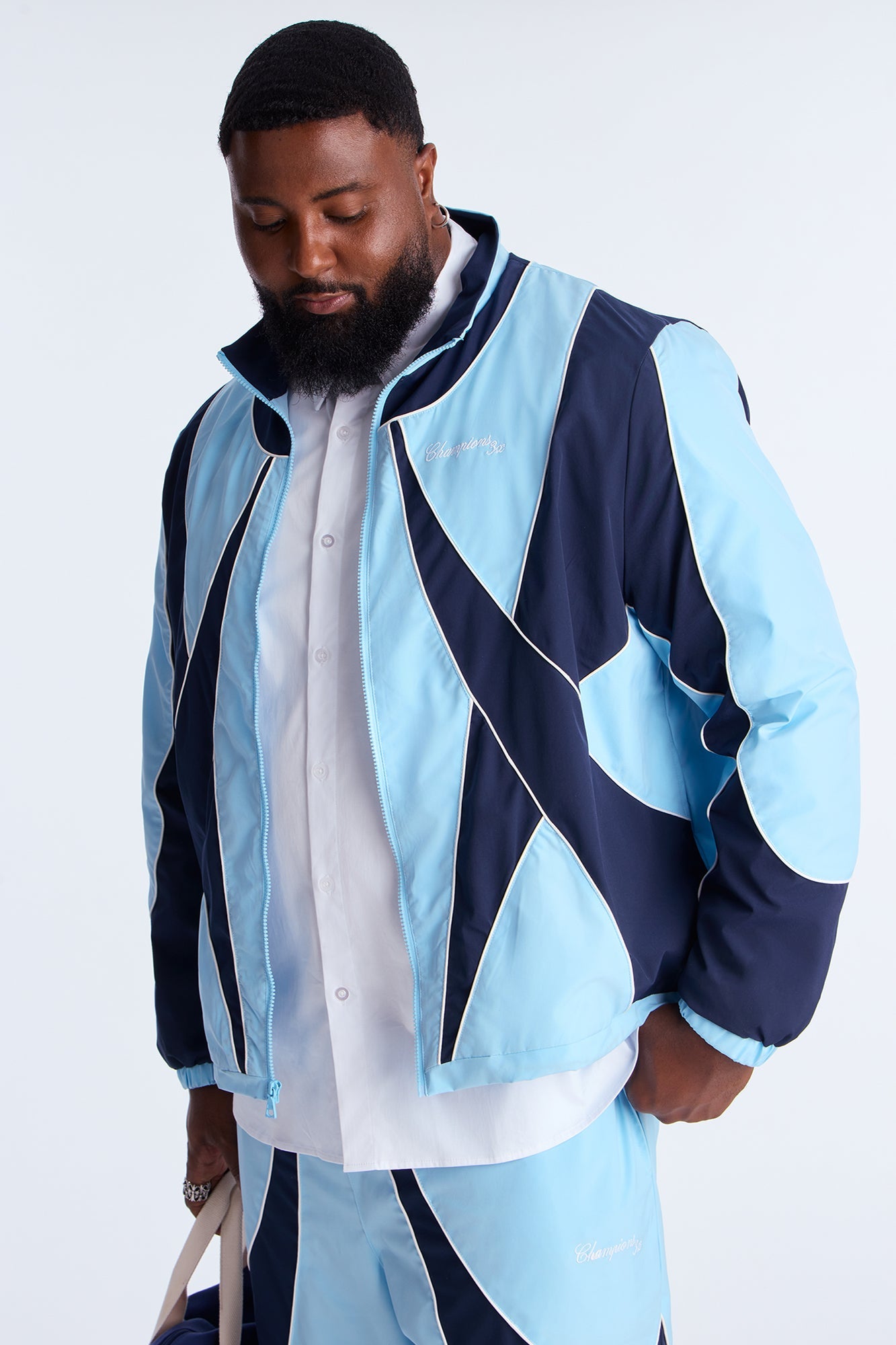 International Champions Color Blocked Windbreaker Jacket - Blue/combo